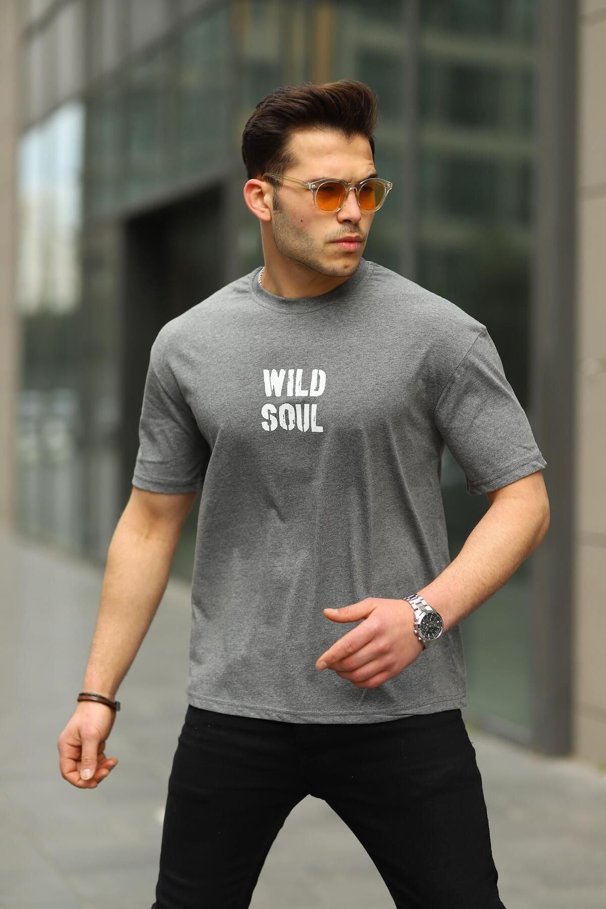Erkek Wild Soul Baskılı Oversize Tshirt