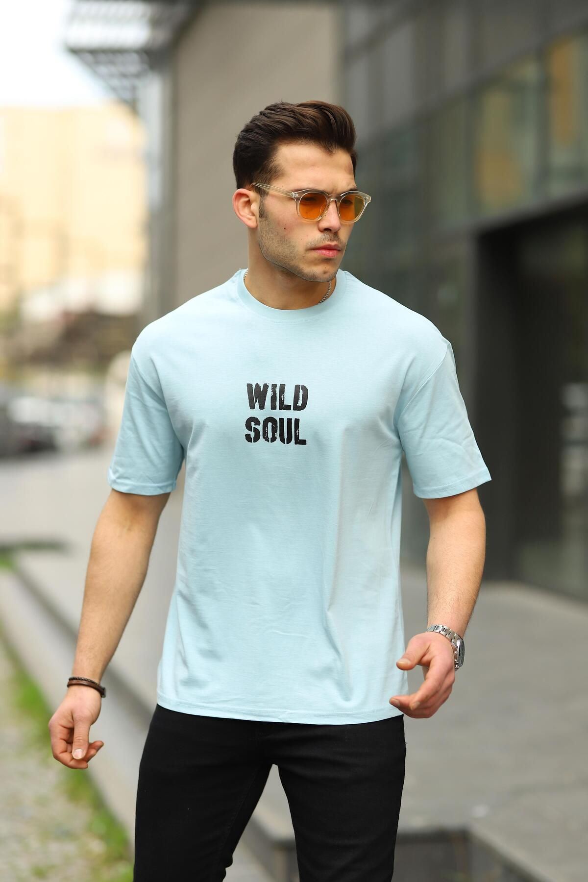 Erkek Wild Soul Baskılı Oversize Tshirt