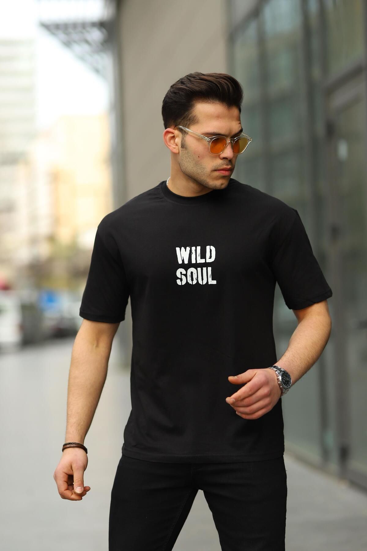Erkek Wild Soul Baskılı Oversize Tshirt