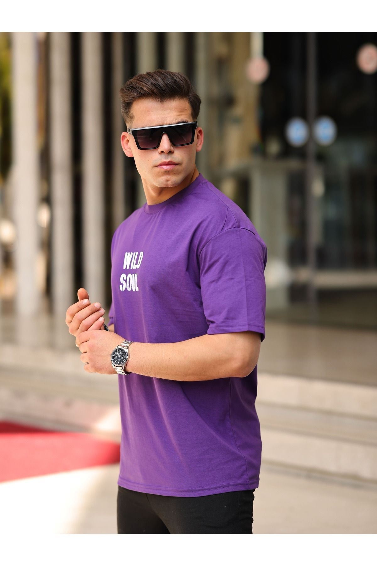 Erkek Wild Soul Baskılı Oversize Tshirt