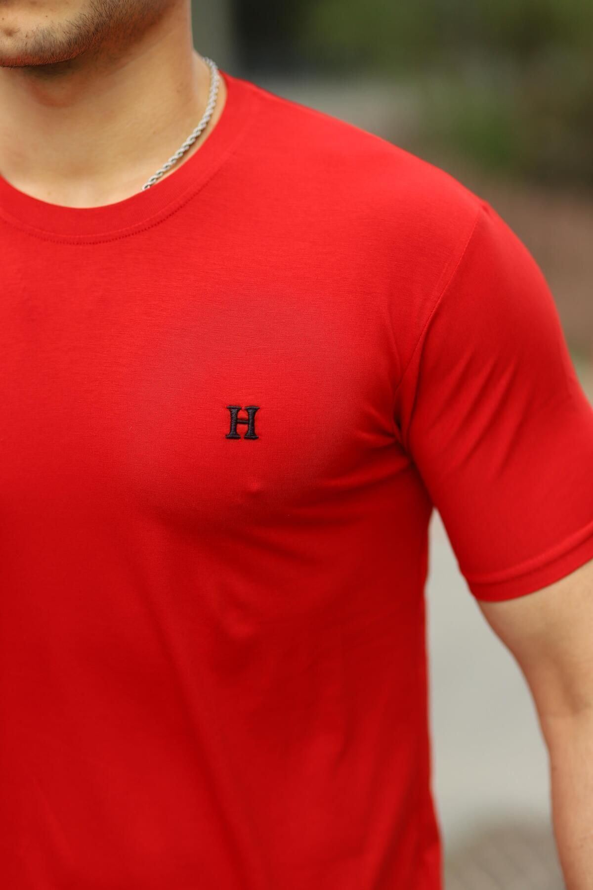 Erkek H Nakış Desenli Oversize Tshirt