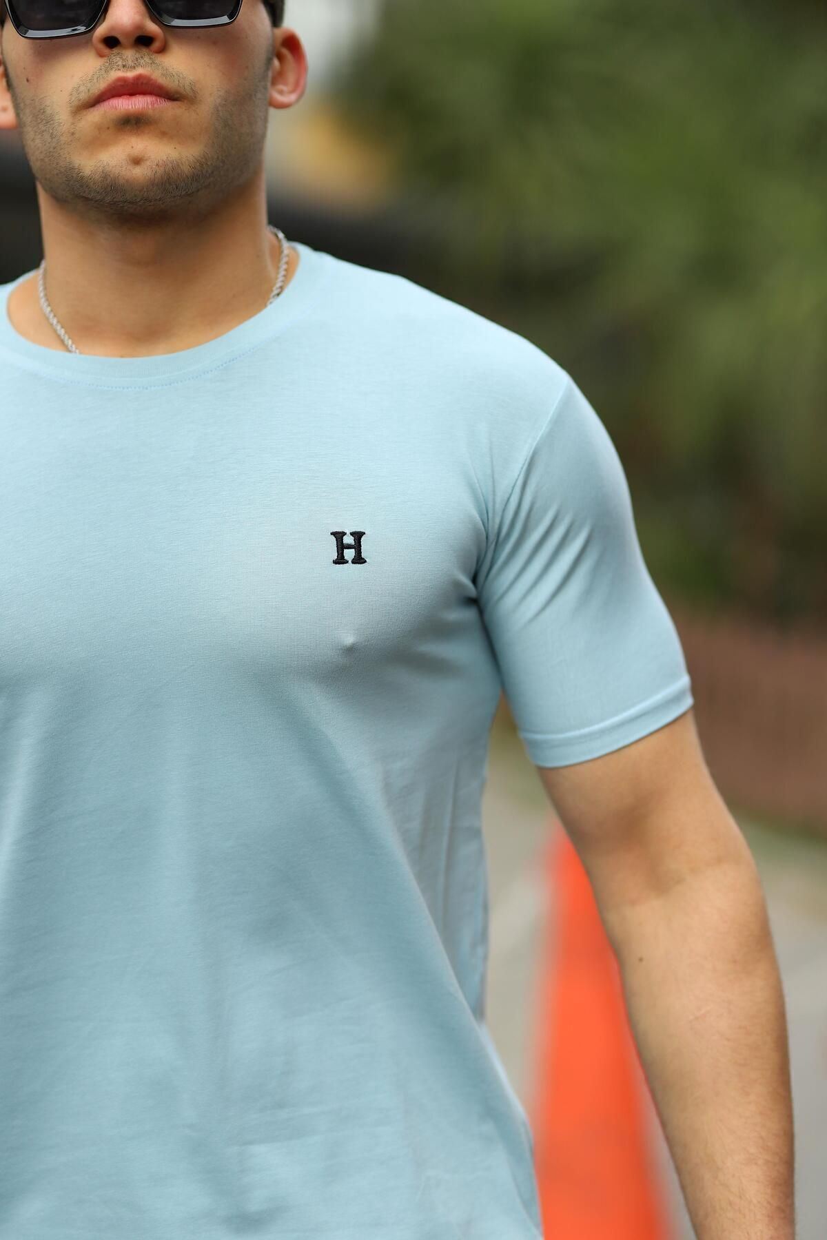 Erkek H Nakış Desenli Oversize Tshirt