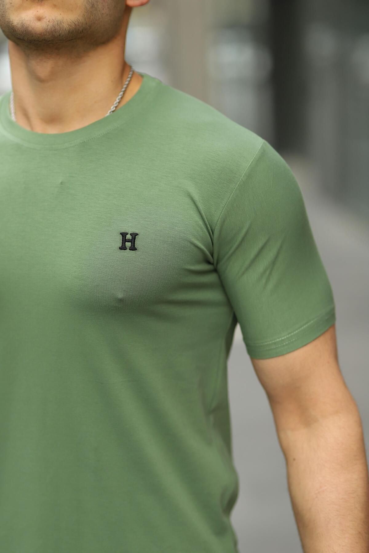 Erkek H Nakış Desenli Oversize Tshirt