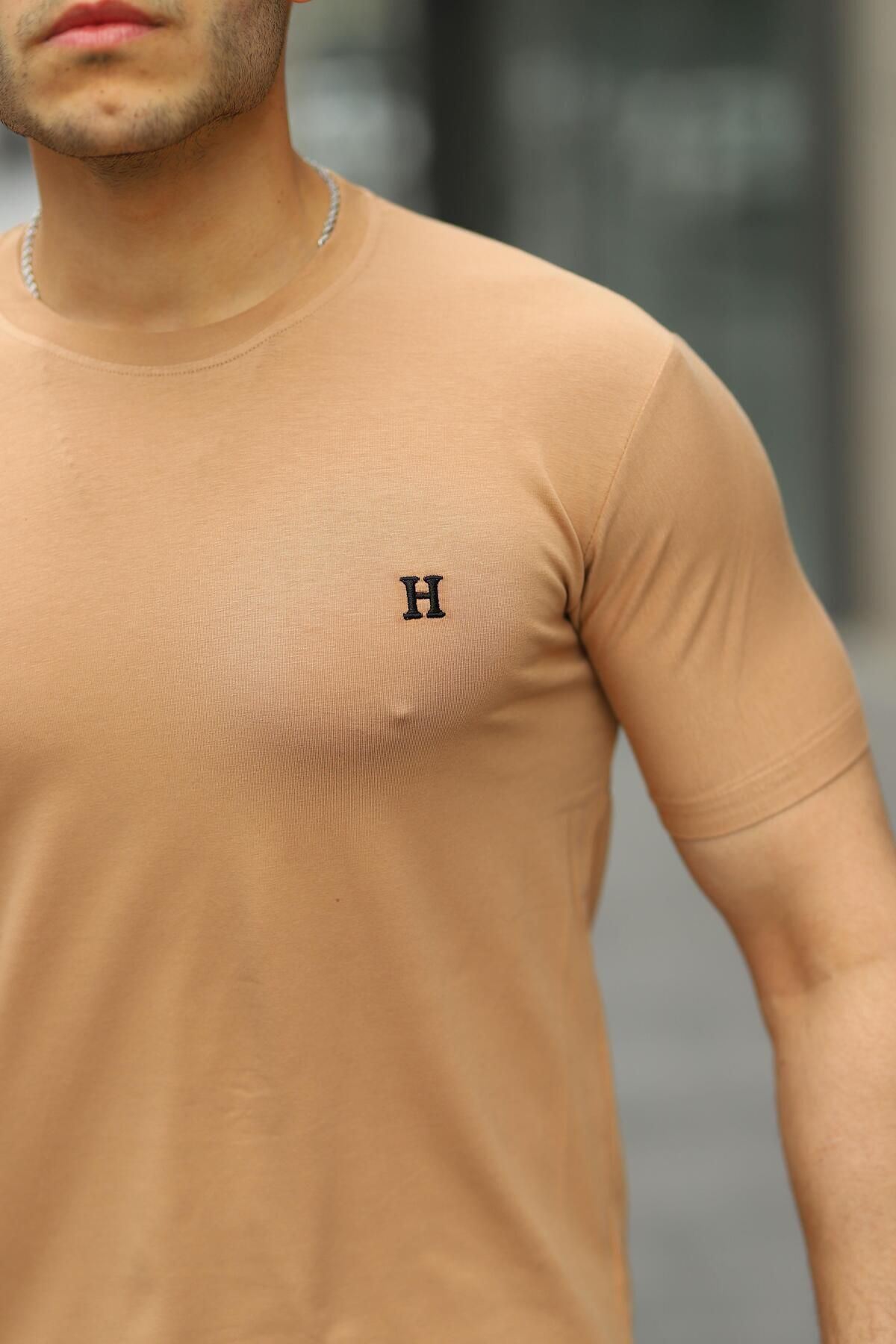 Erkek H Nakış Desenli Oversize Tshirt