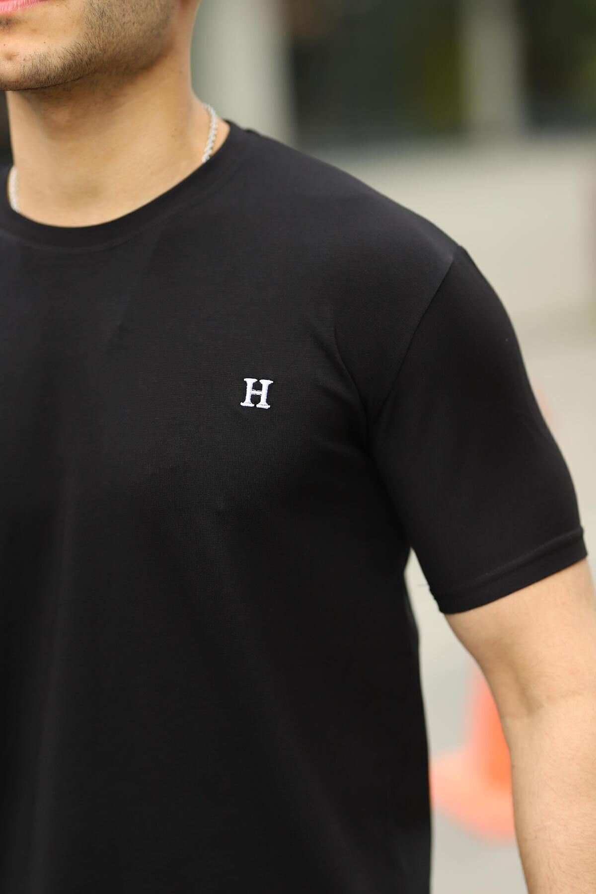 Erkek H Nakış Desenli Oversize Tshirt