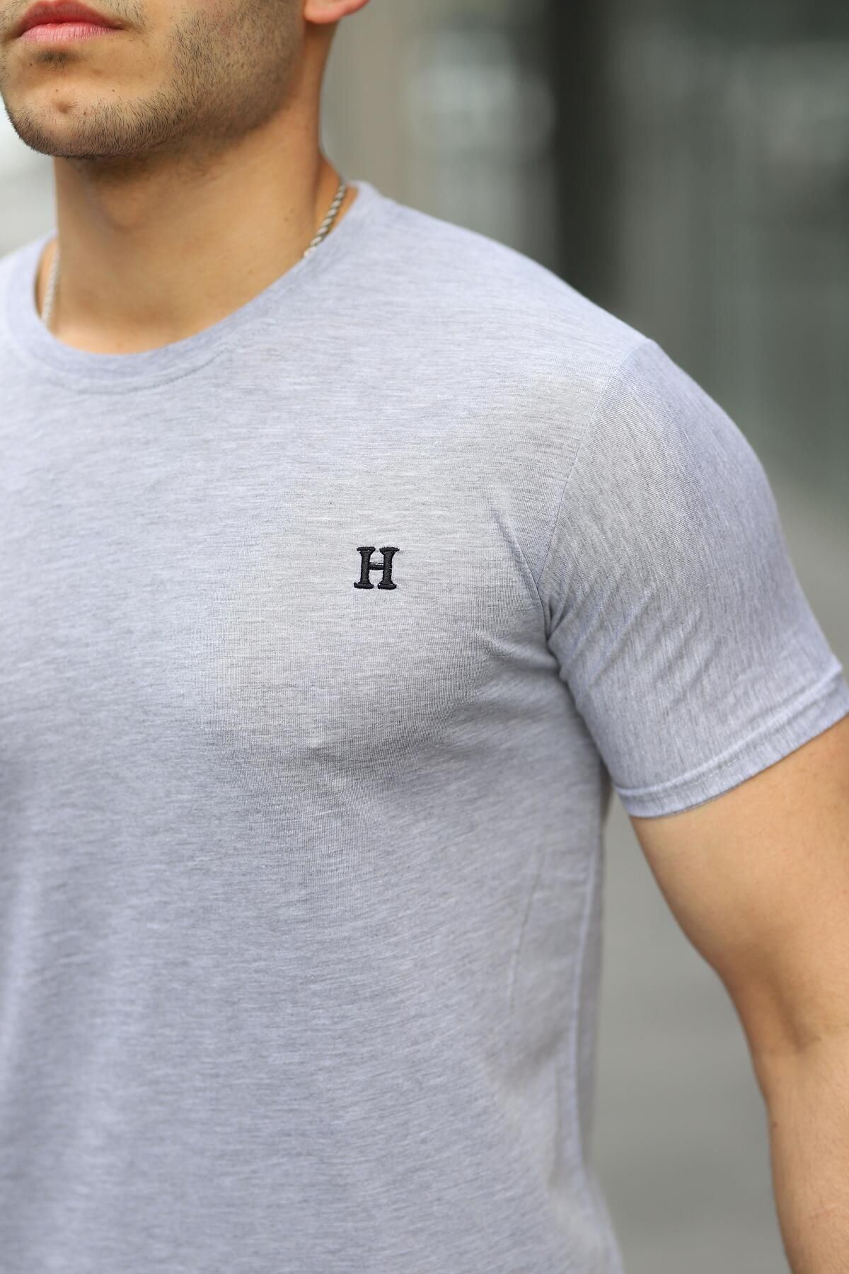 Erkek H Nakış Desenli Oversize Tshirt