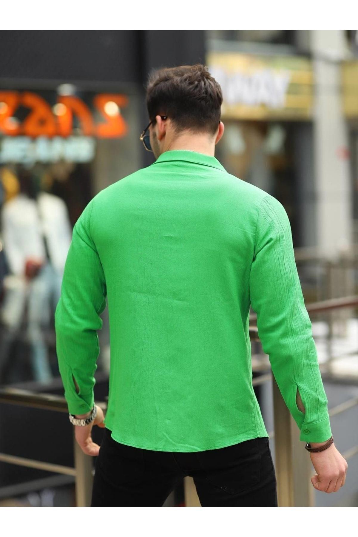 Erkek Şal Yaka Keten Gömlek