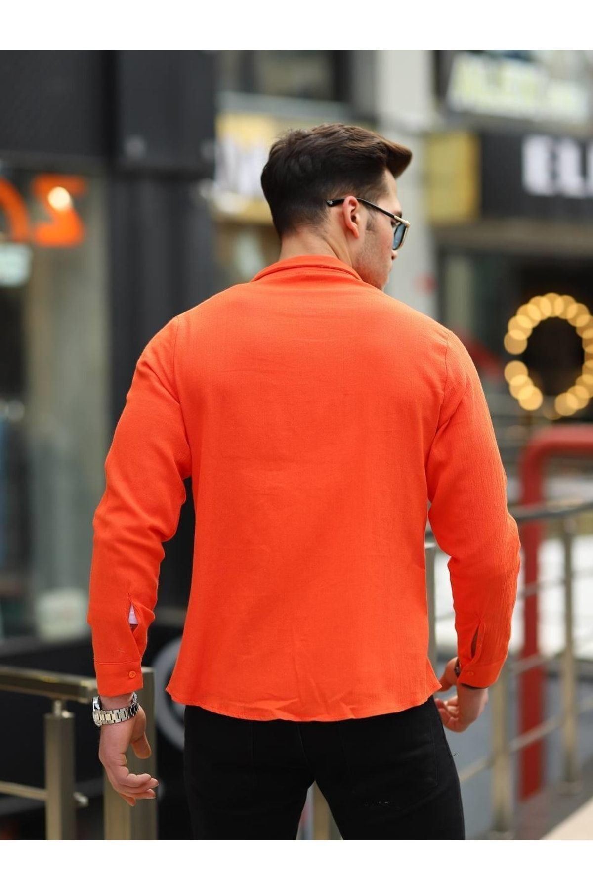 Erkek Şal Yaka Keten Gömlek