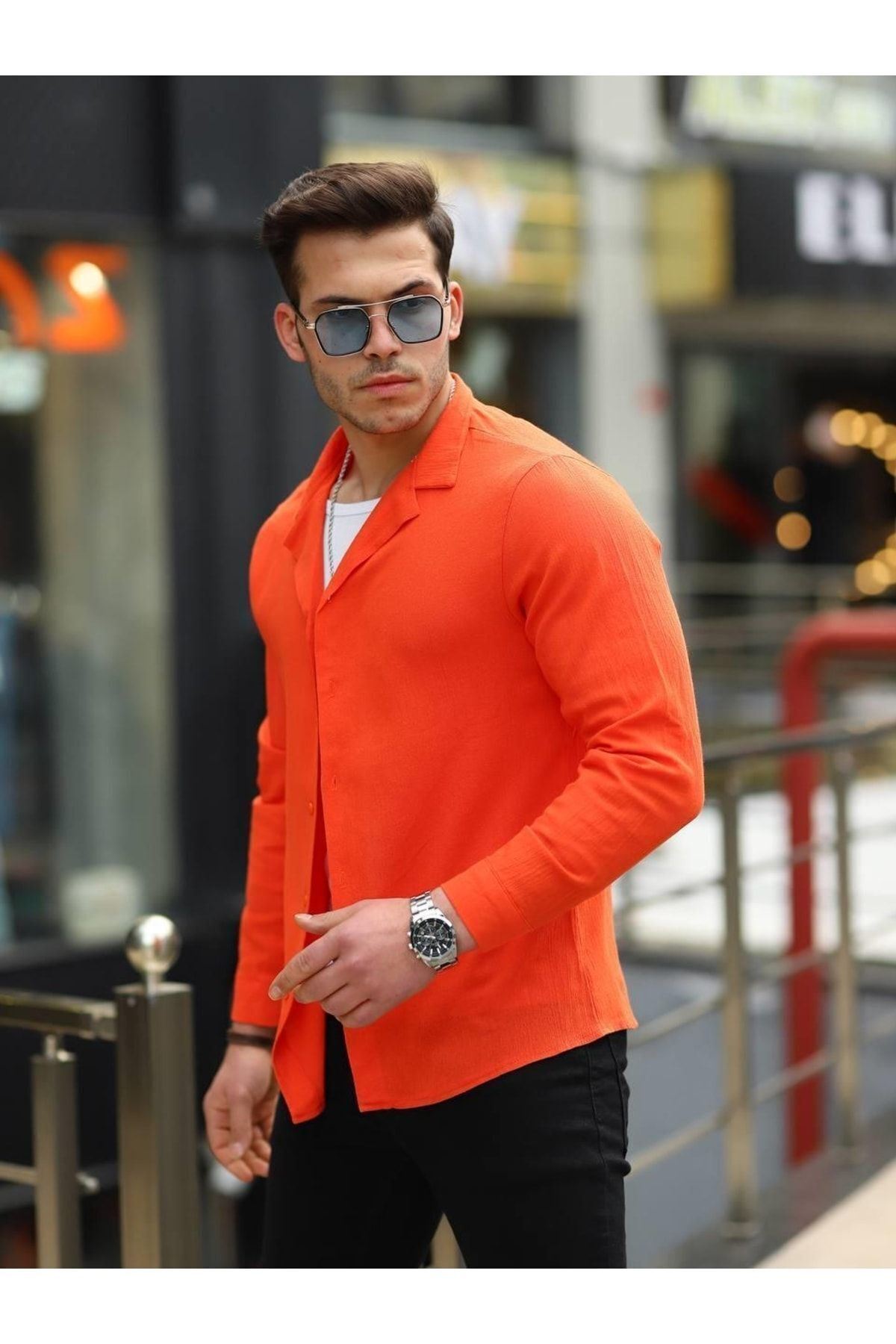 Erkek Şal Yaka Keten Gömlek