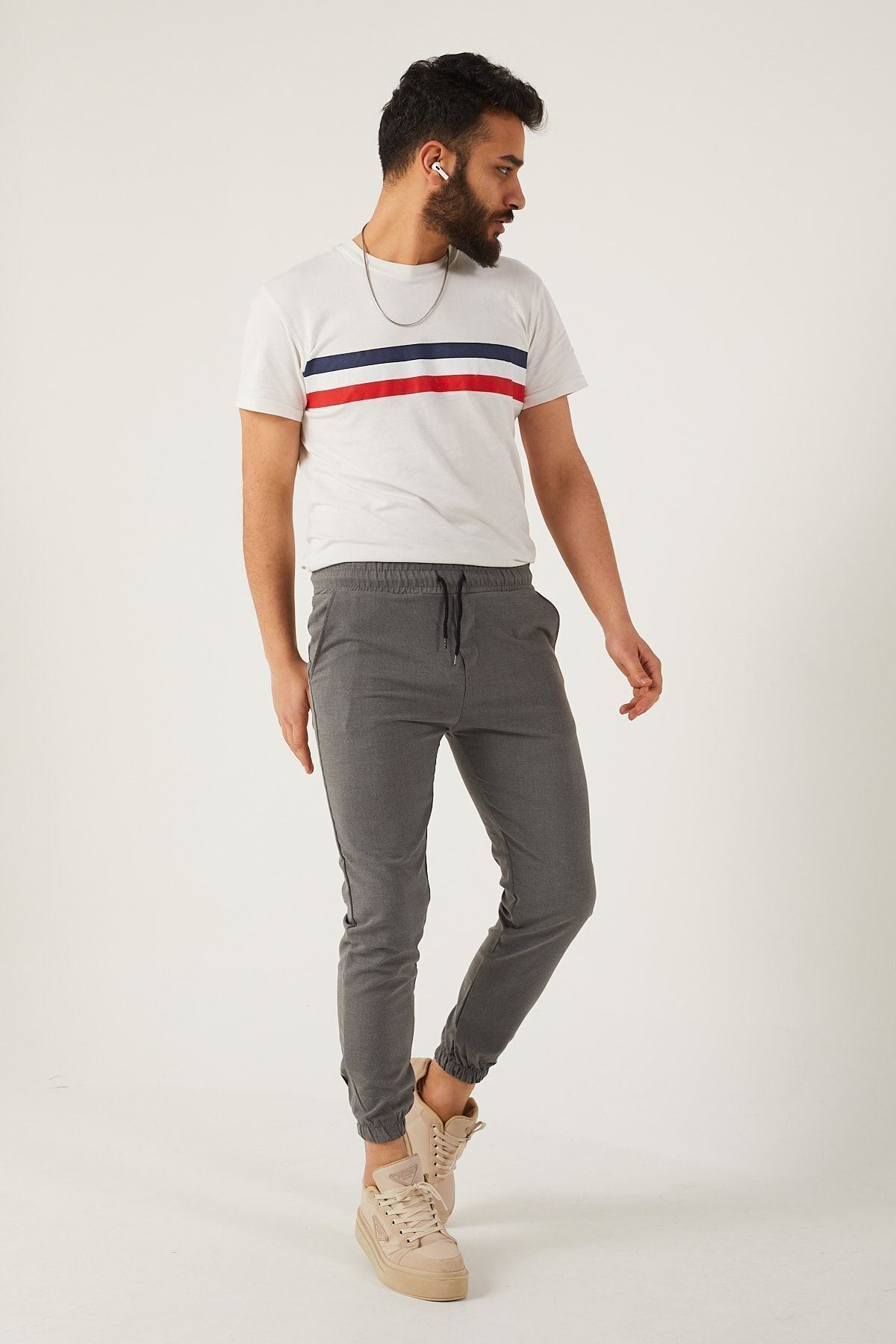 Erkek Dar Kalıp Lastikli Paça Jogger Pantolon