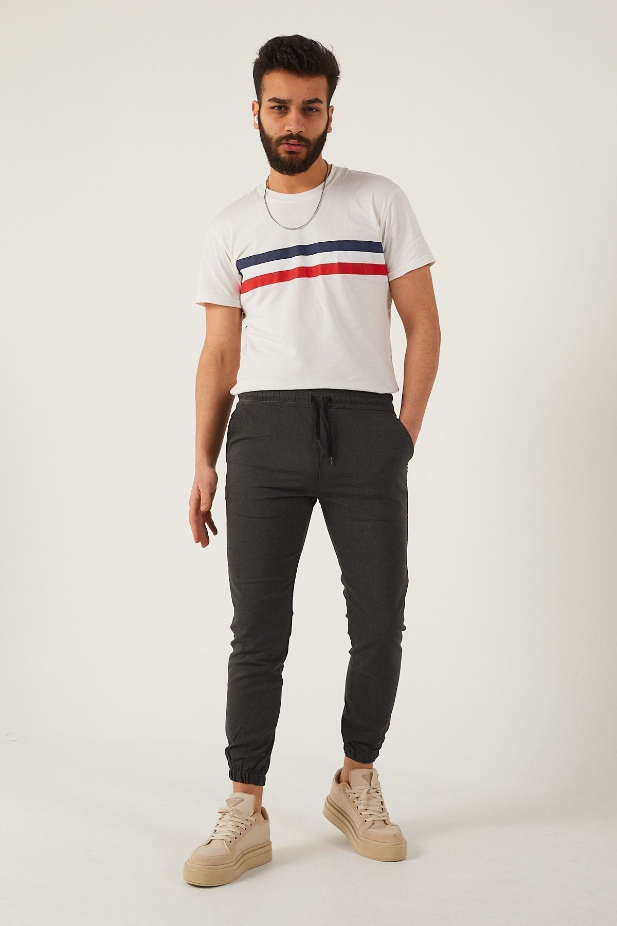 Erkek Dar Kalıp Lastikli Paça Jogger Pantolon