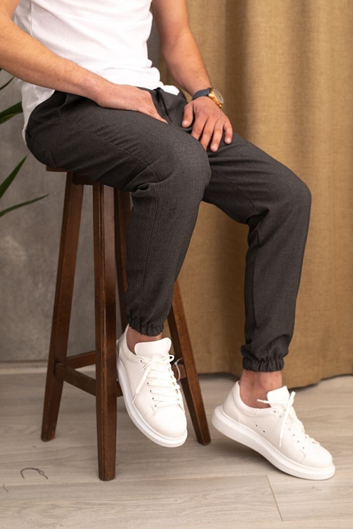 Erkek Dar Kalıp Lastikli Paça Jogger Pantolon