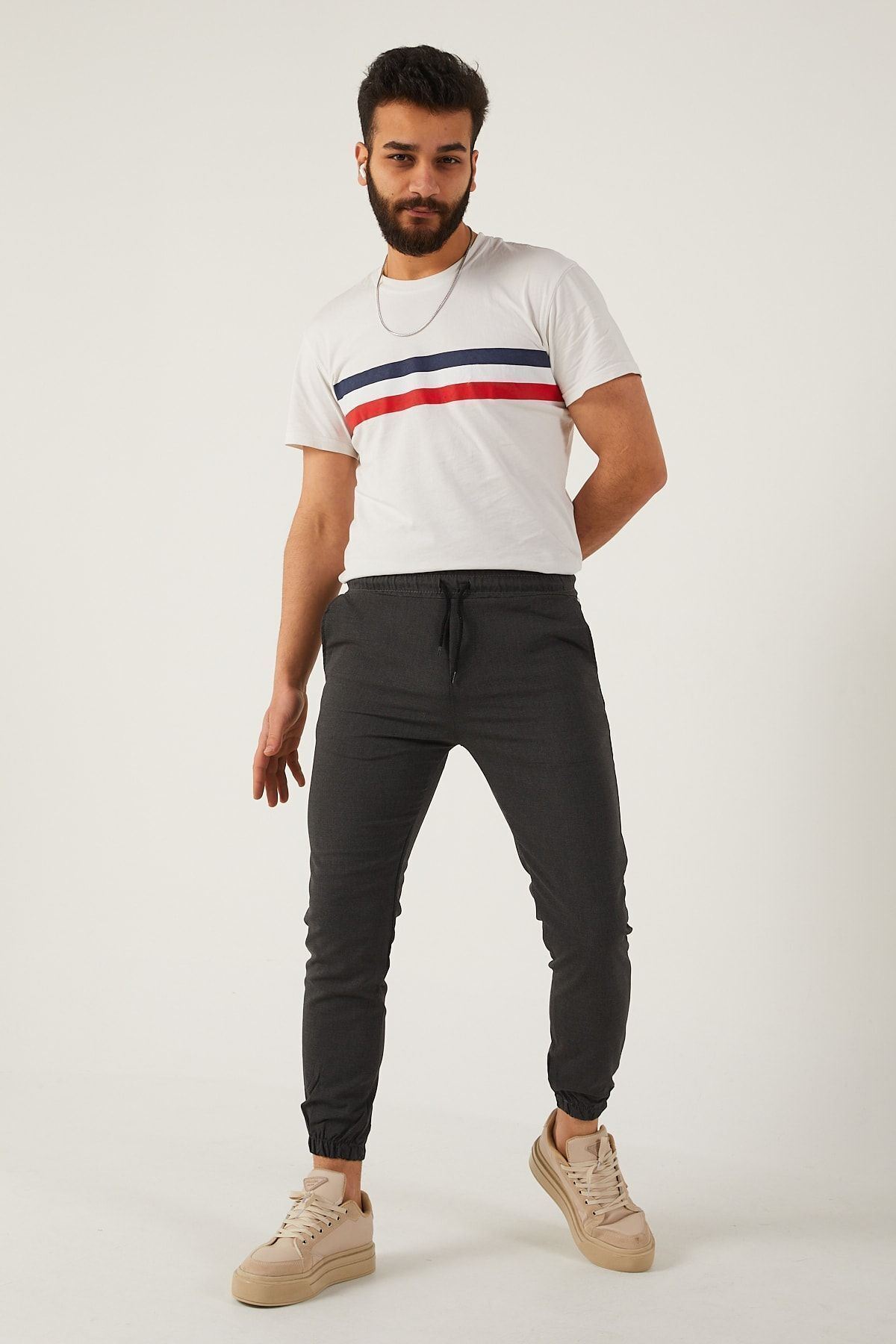 Erkek Dar Kalıp Lastikli Paça Jogger Pantolon