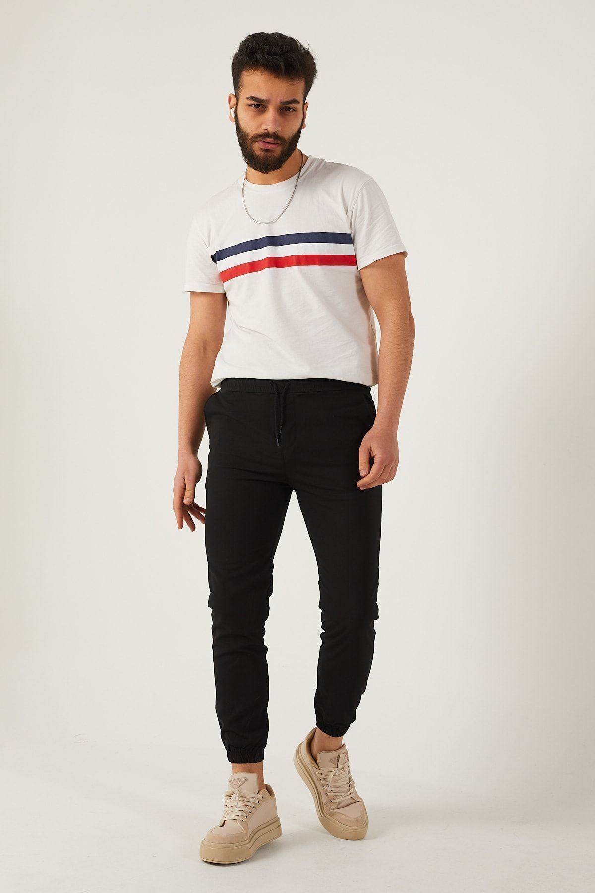 Erkek Dar Kalıp Lastikli Paça Jogger Pantolon