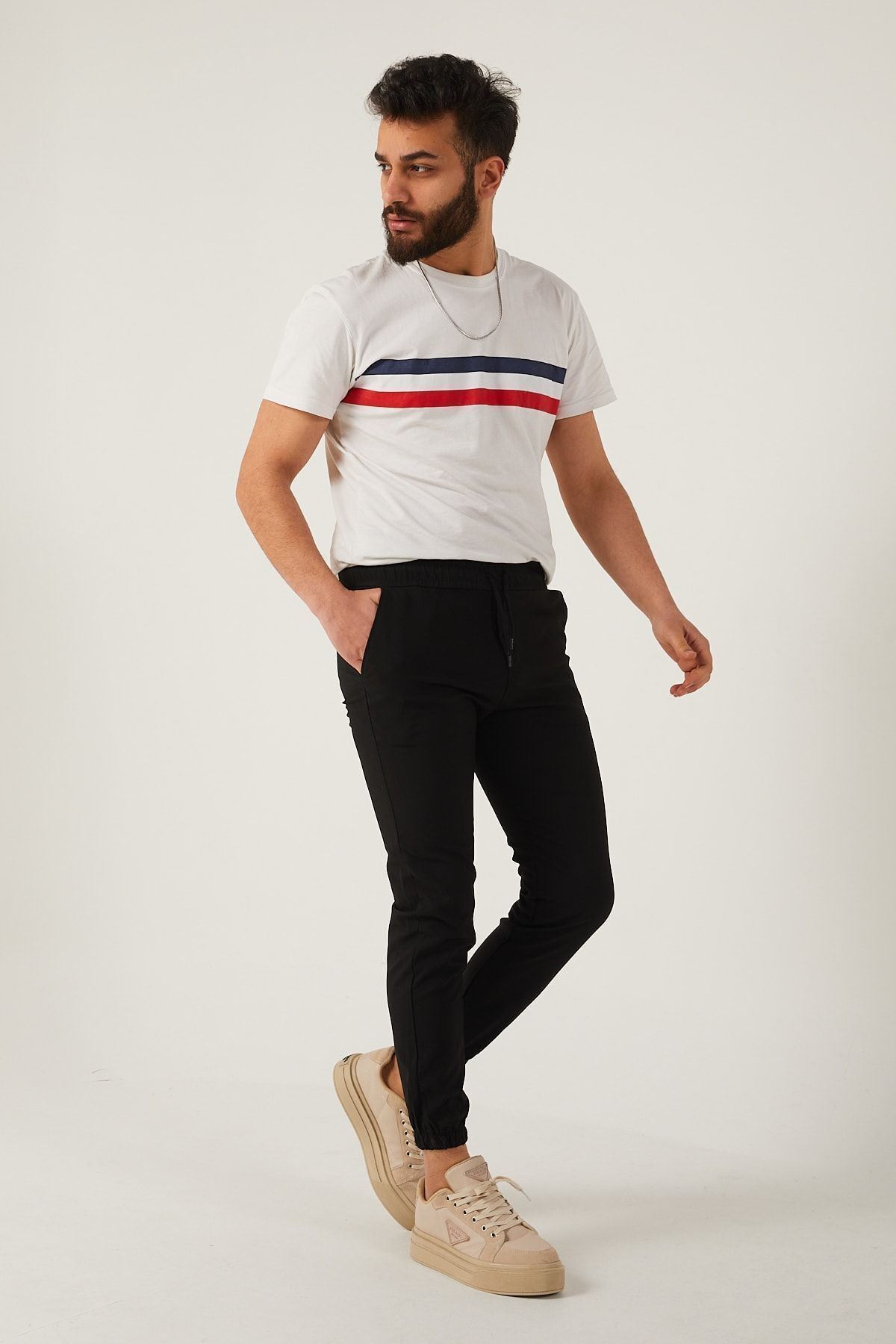 Erkek Dar Kalıp Lastikli Paça Jogger Pantolon