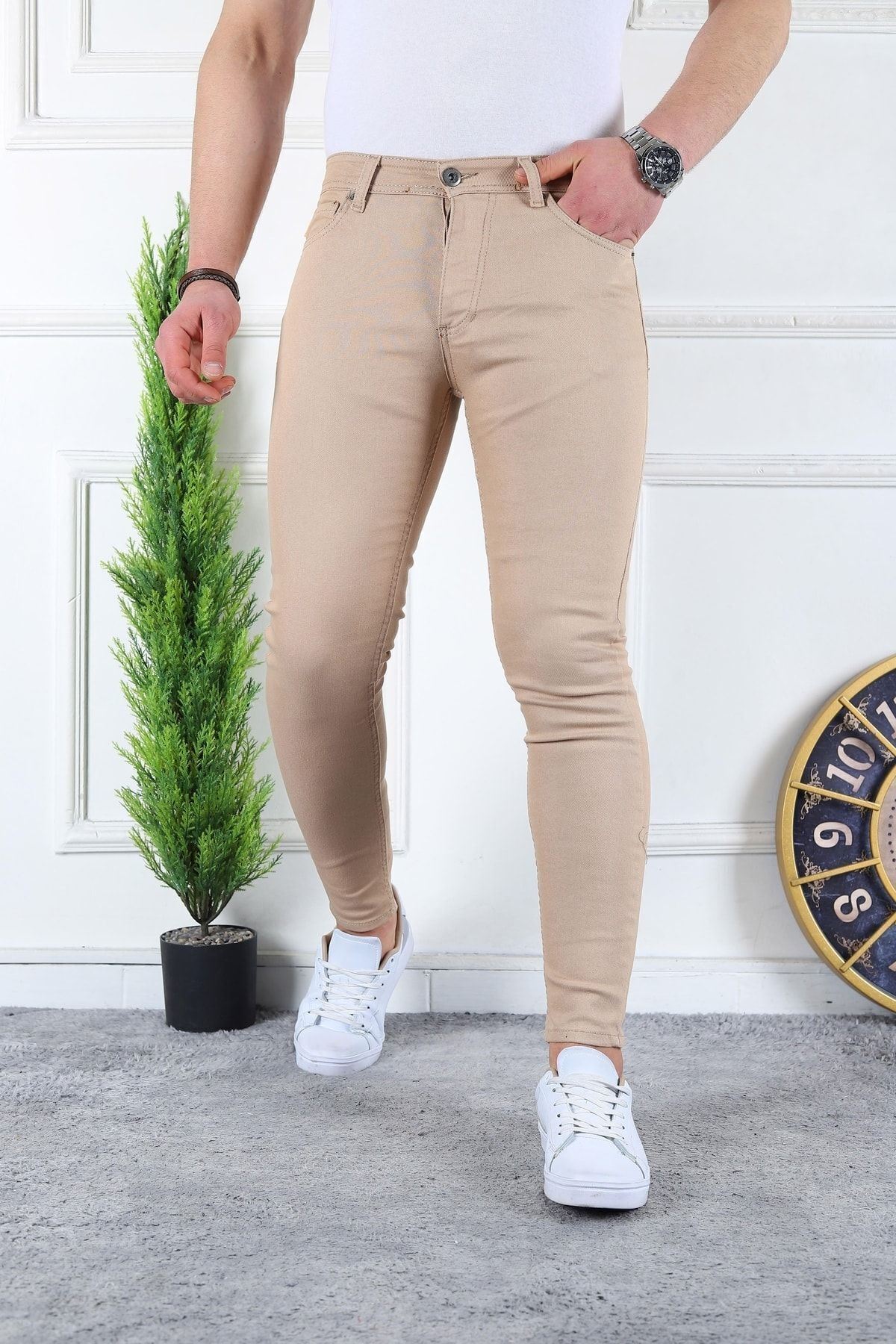 Erkek Slim Fit Likralı Denim Kot Pantolon Jean