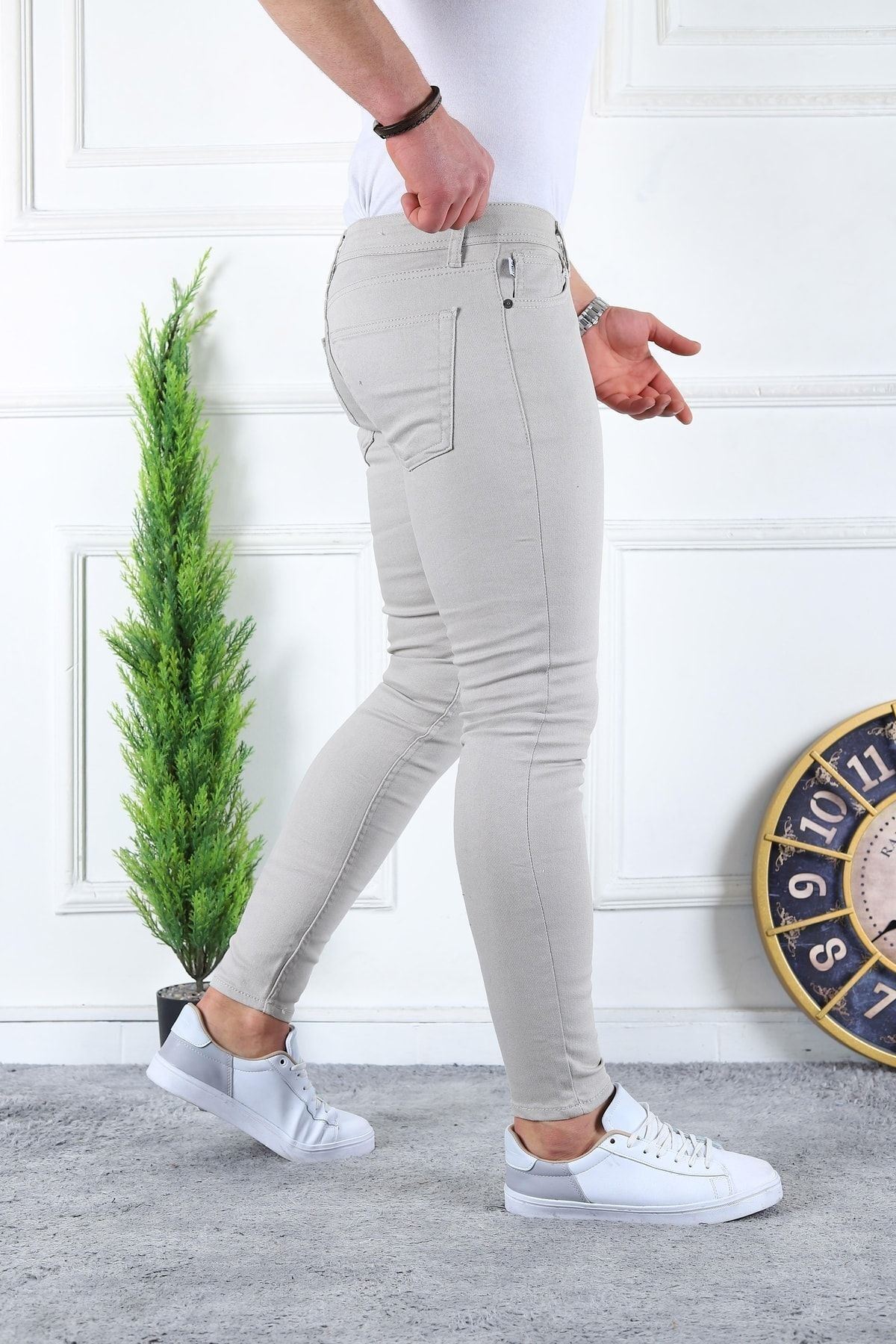 Erkek Jeans Slim Fit Likralı Denim Taş Kot Pantolon