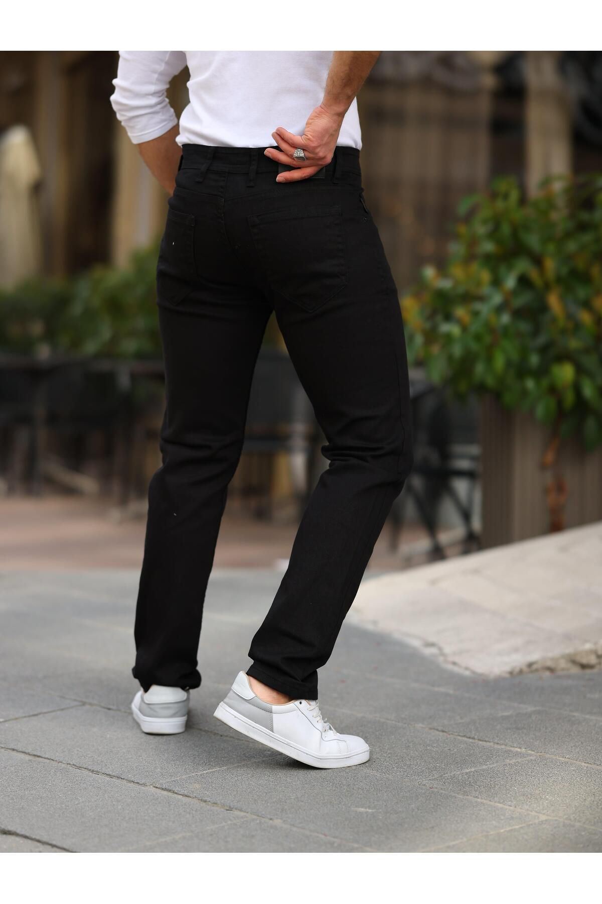 Erkek Yüksel Bel Bol Kesim Boru Paça Kot Pantolon Regular Fit Jean