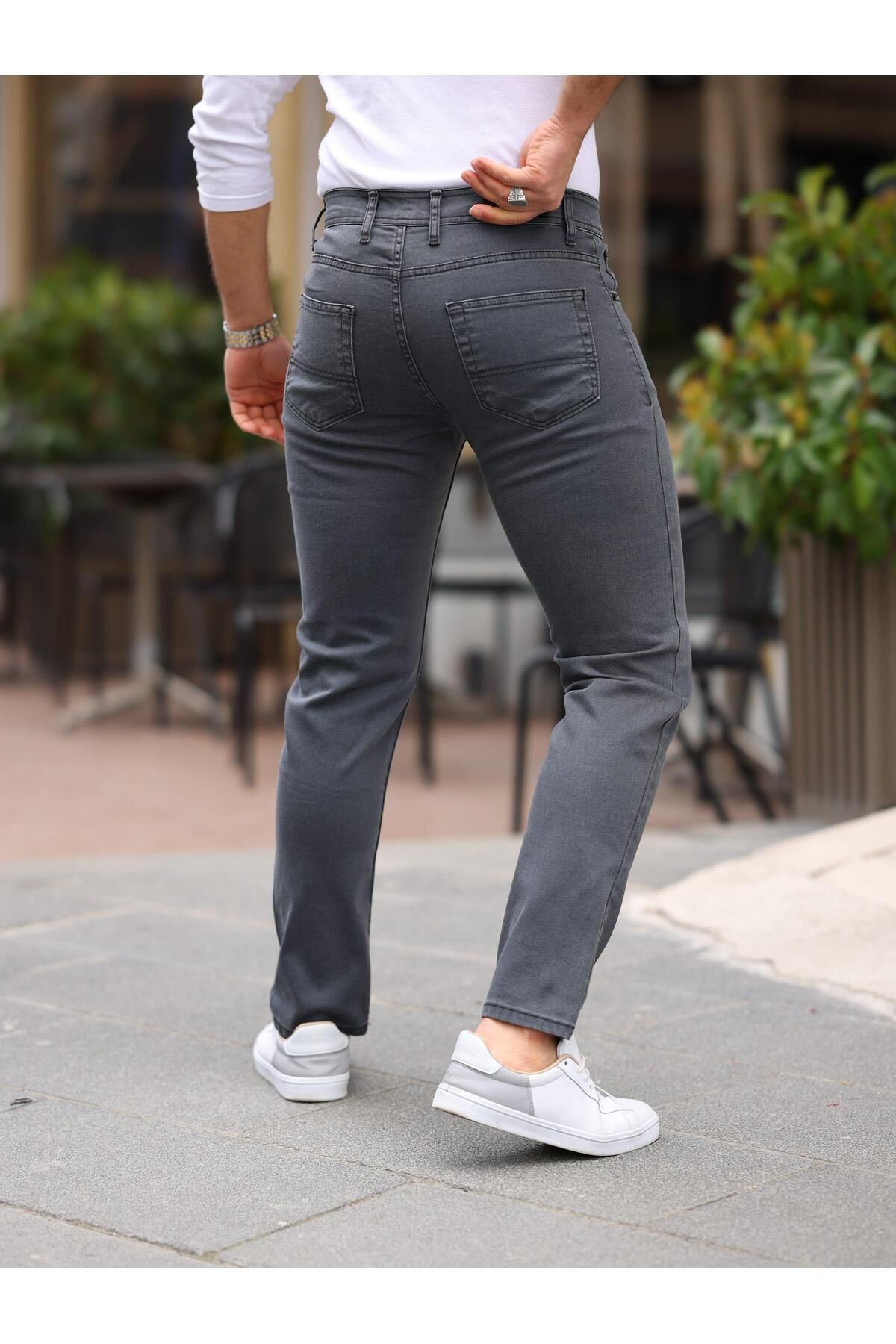 Erkek Yüksel Bel Bol Kesim Boru Paça Kot Pantolon Regular Fit Jean