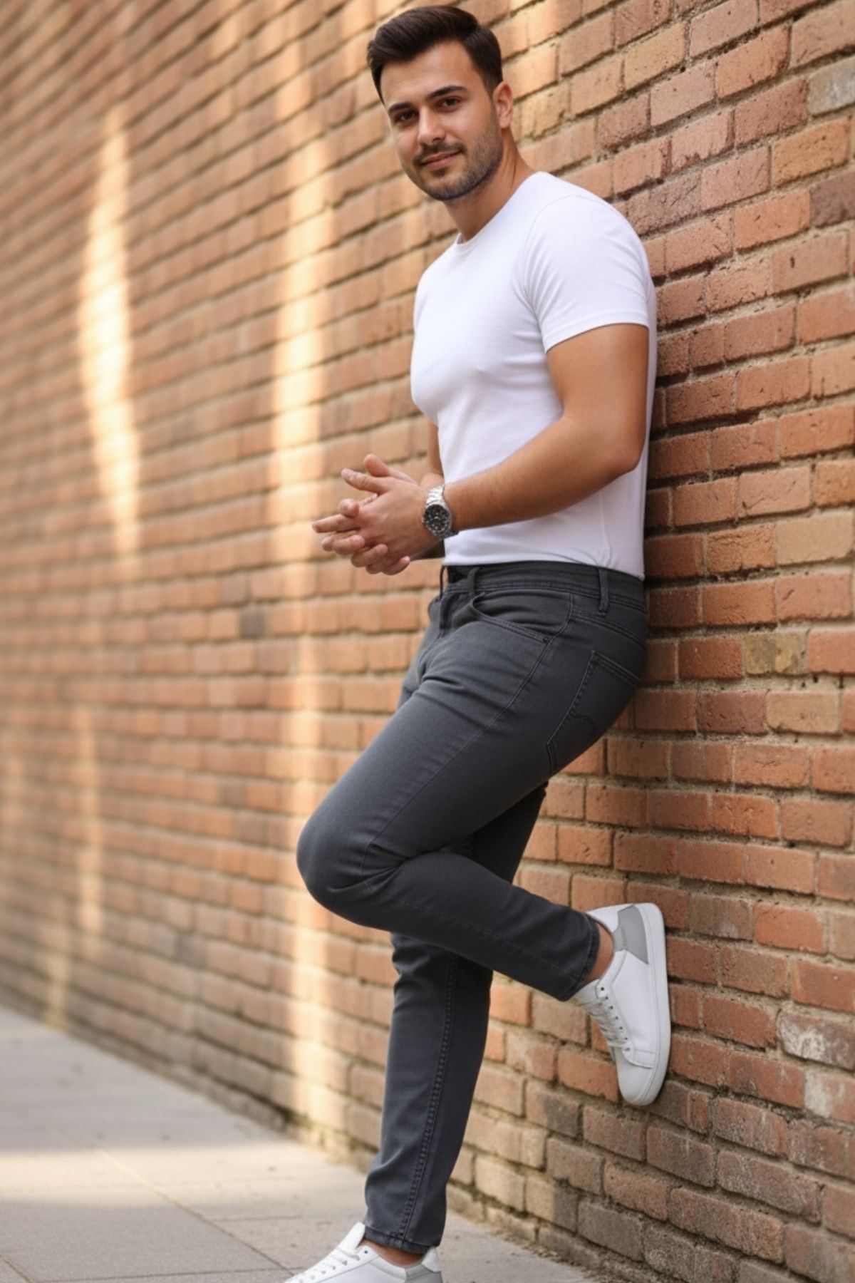 Erkek Yüksel Bel Bol Kesim Boru Paça Kot Pantolon Regular Fit Jean