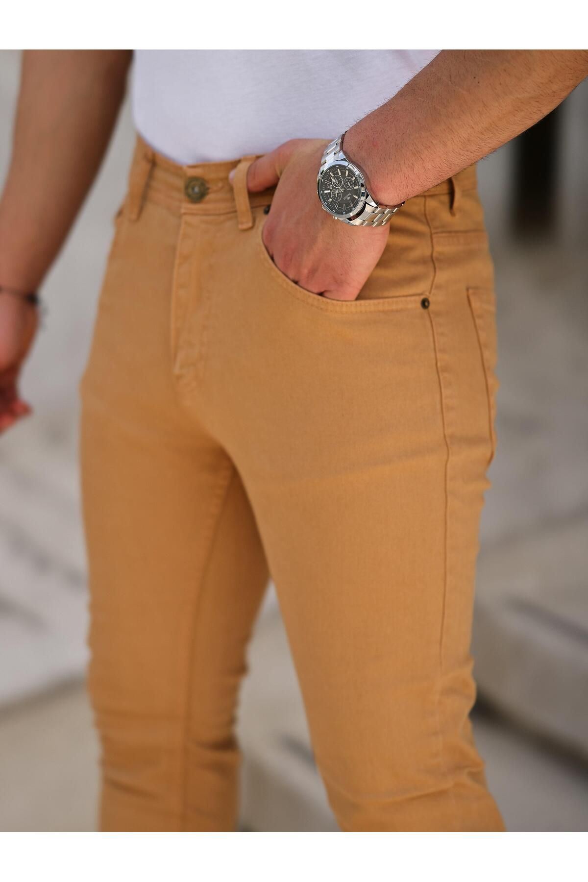 Erkek Yüksel Bel Bol Kesim Boru Paça Kot Pantolon Regular Fit Jean