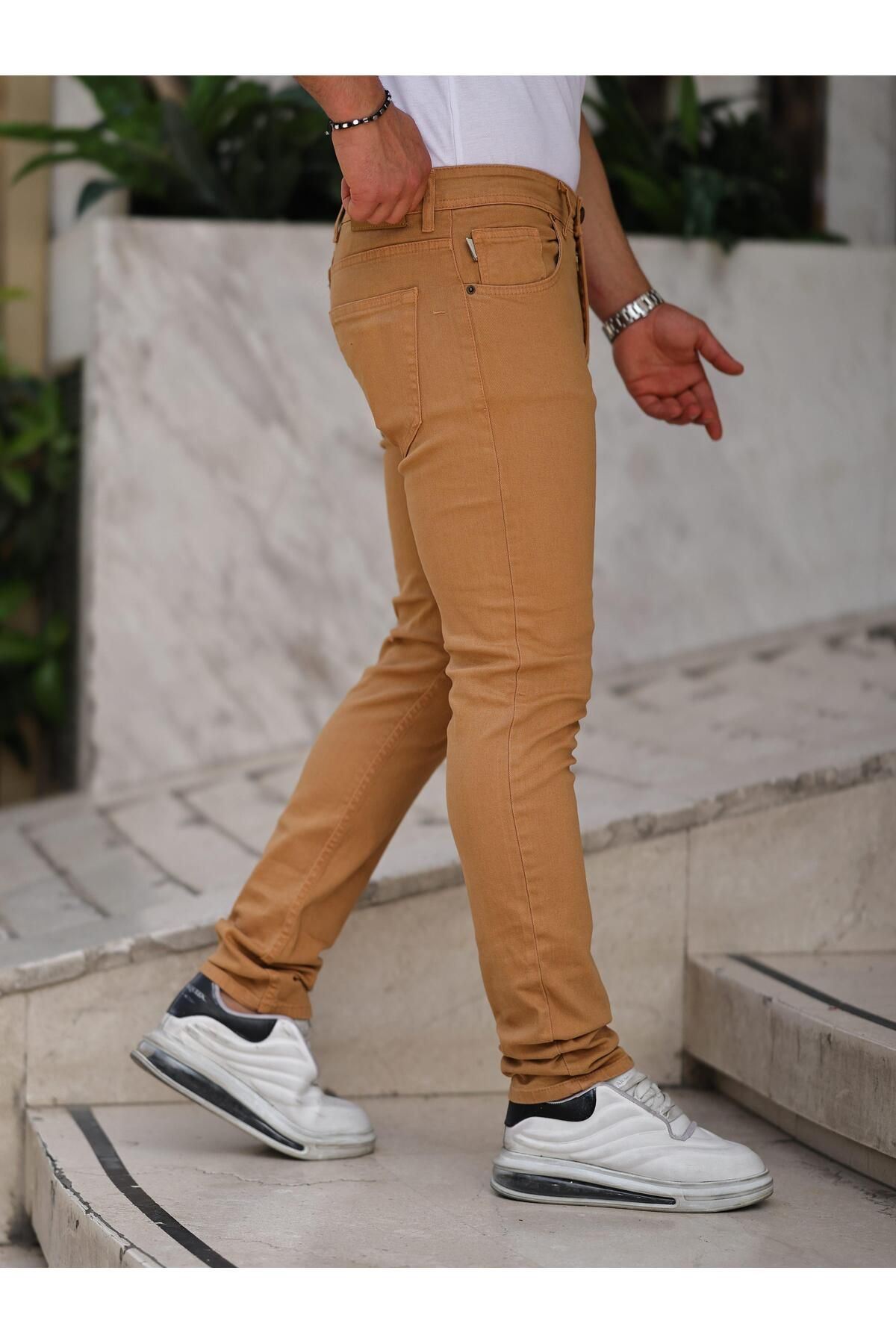 Erkek Yüksel Bel Bol Kesim Boru Paça Kot Pantolon Regular Fit Jean