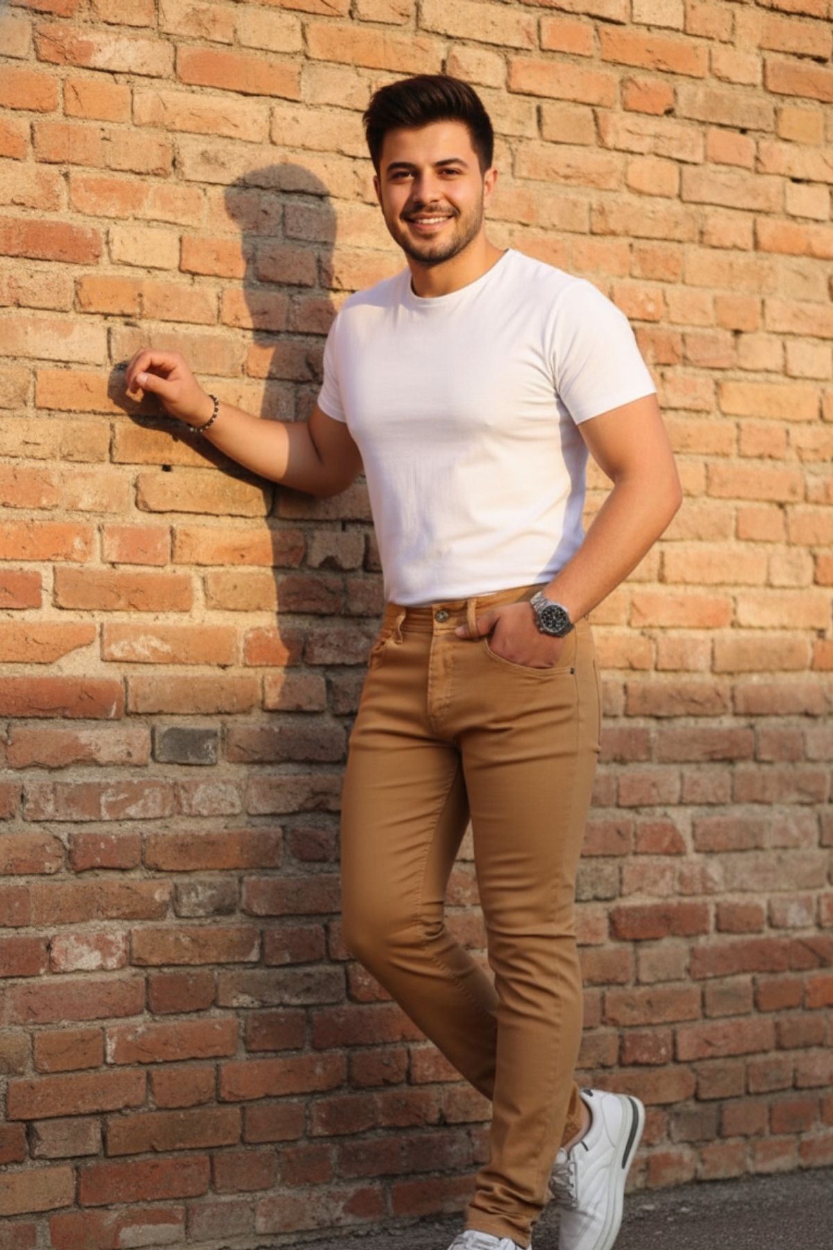 Erkek Yüksel Bel Bol Kesim Boru Paça Kot Pantolon Regular Fit Jean