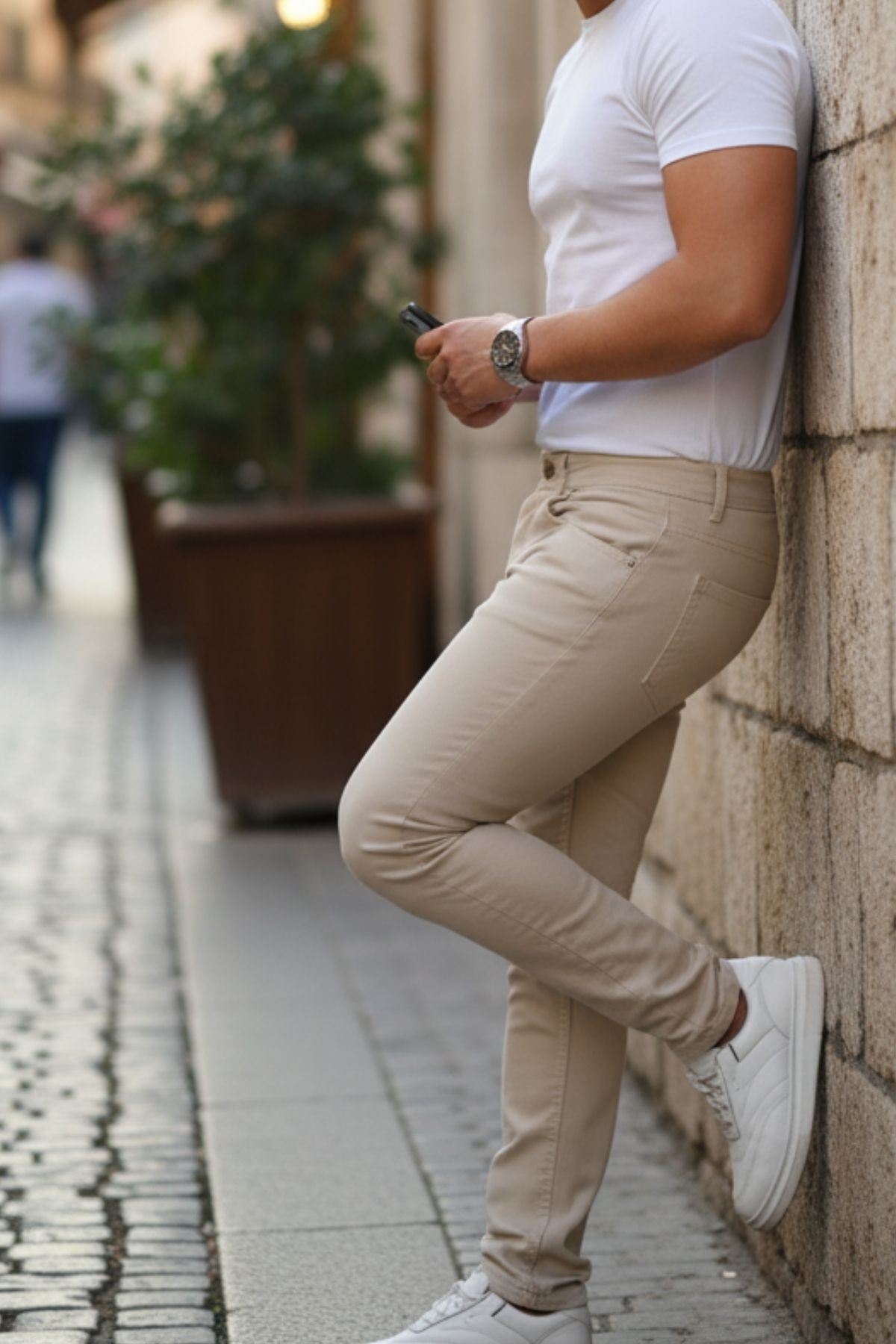 Erkek Yüksel Bel Bol Kesim Boru Paça Kot Pantolon Regular Fit Jean