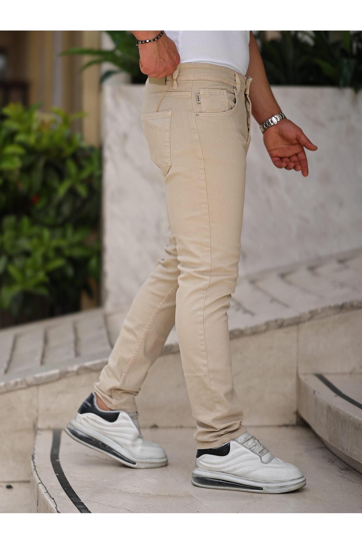 Erkek Yüksel Bel Bol Kesim Boru Paça Kot Pantolon Regular Fit Jean