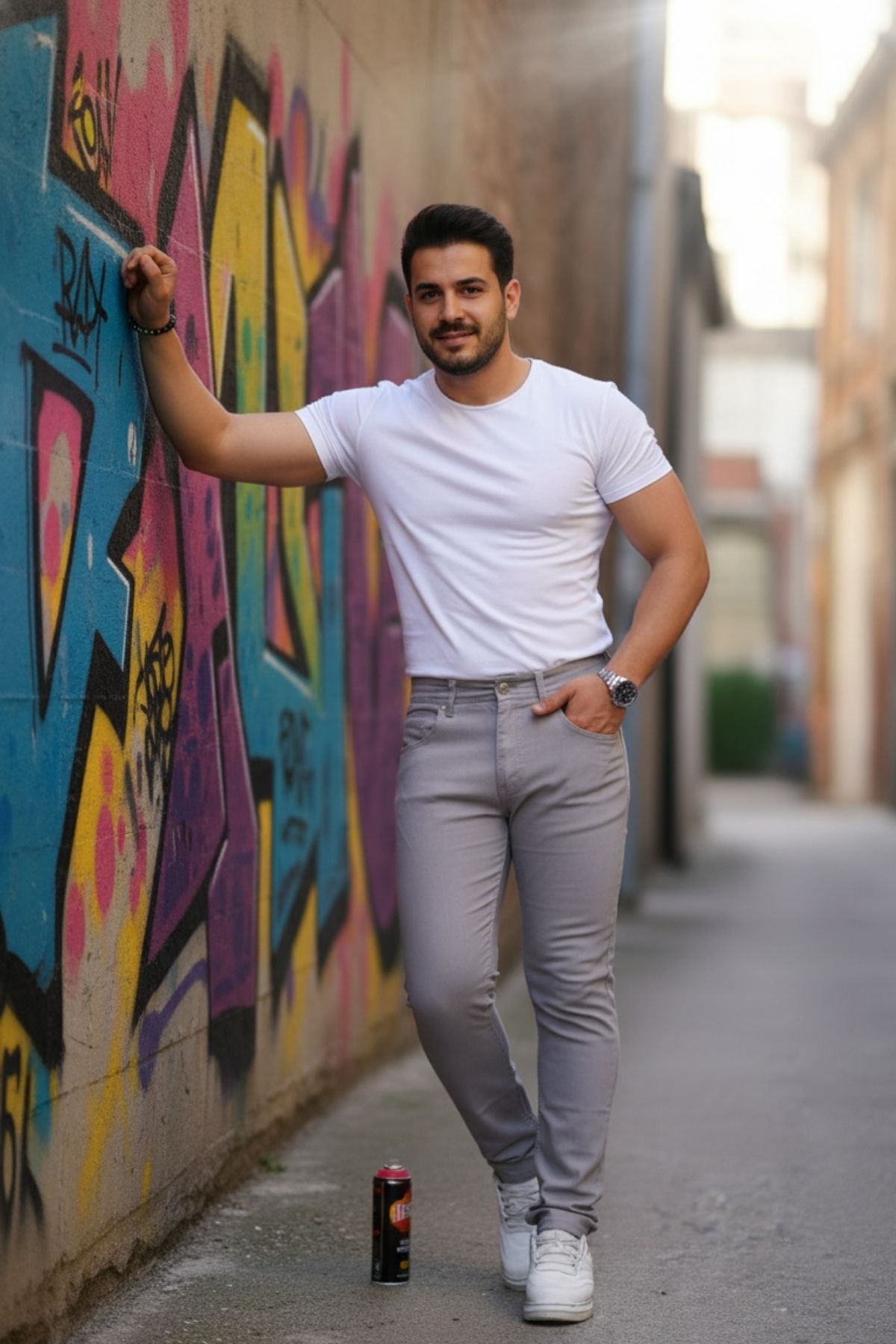 Erkek Yüksel Bel Bol Kesim Boru Paça Kot Pantolon Regular Fit Jean