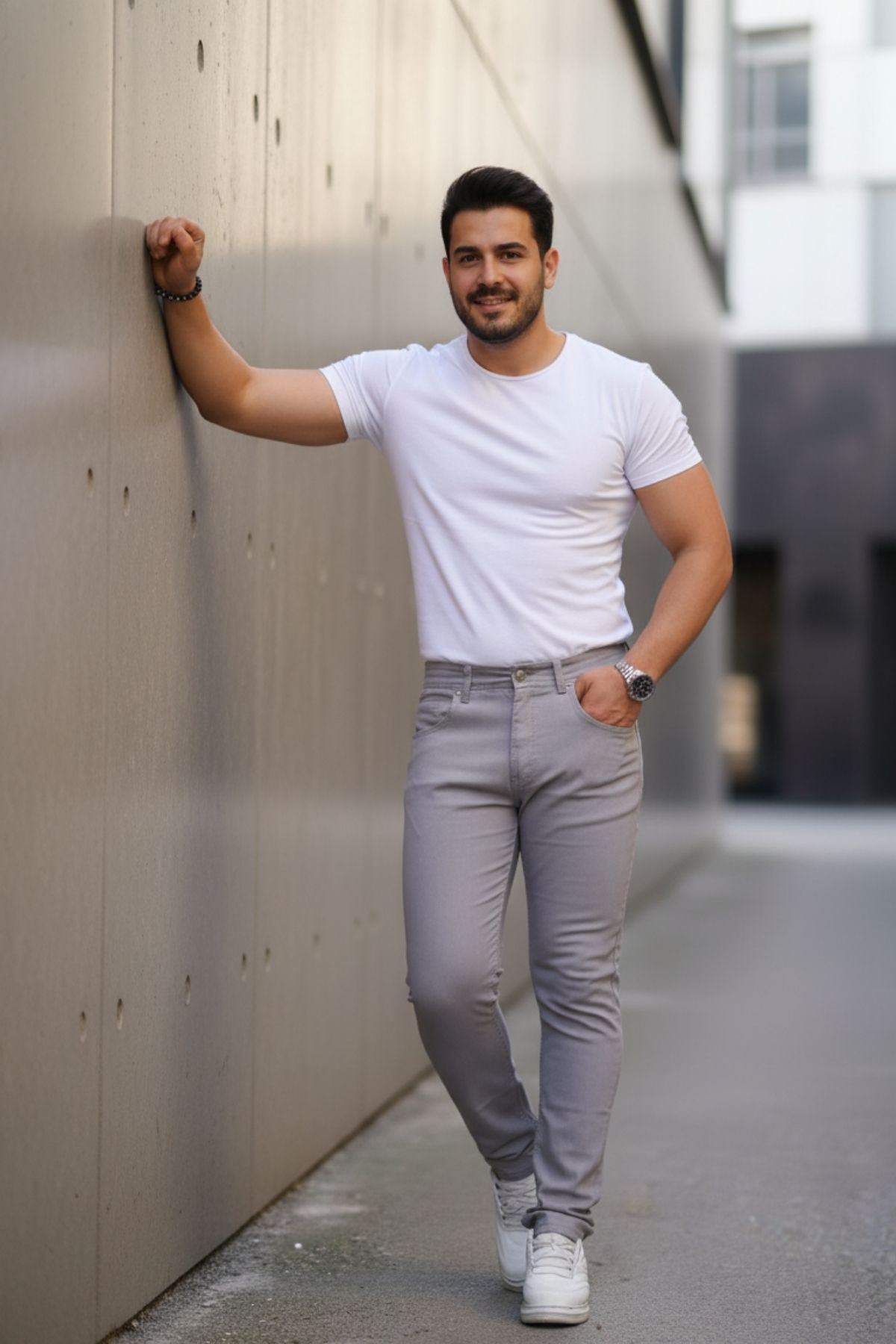 Erkek Yüksel Bel Bol Kesim Boru Paça Kot Pantolon Regular Fit Jean