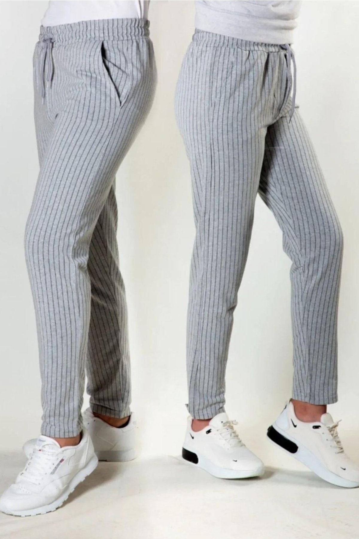 Unisex Slim Fit Çizgili Jogger - Çizgili Jogger