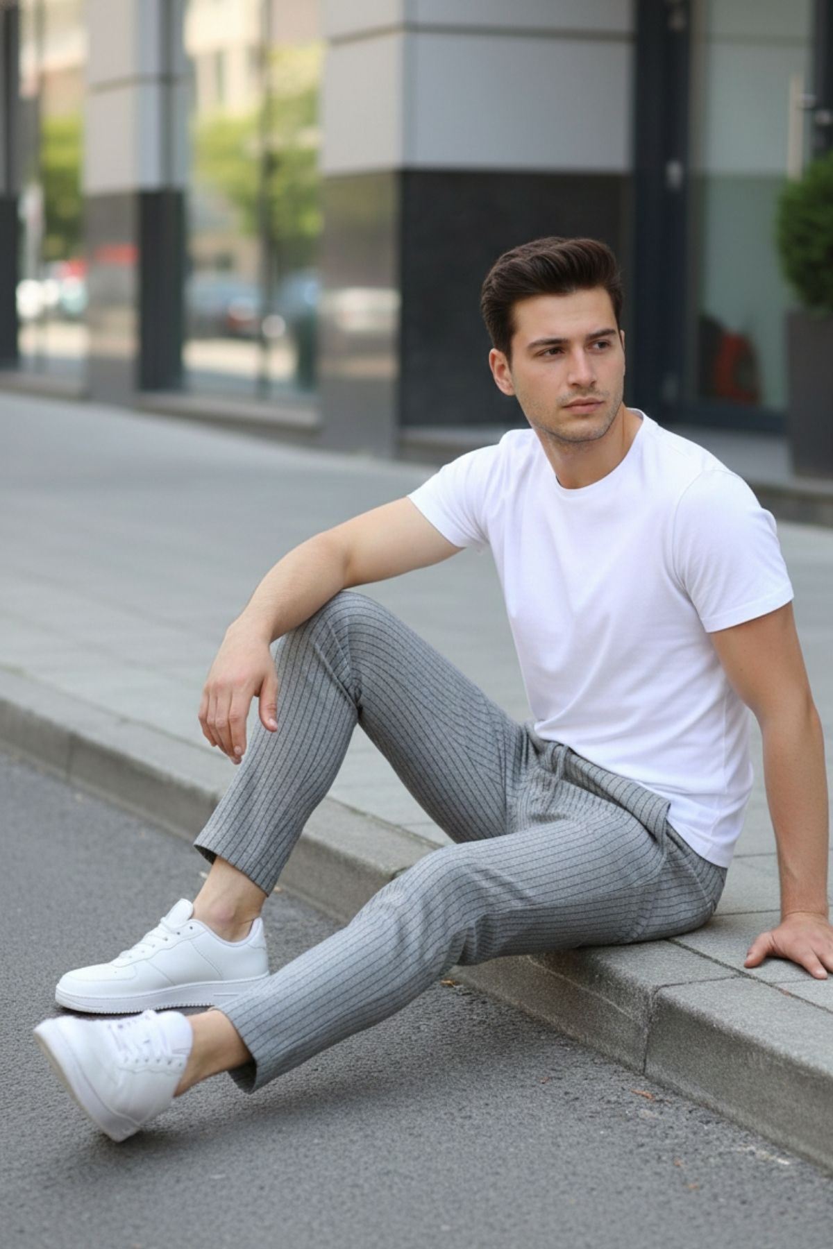 Unisex Slim Fit Çizgili Jogger - Çizgili Jogger