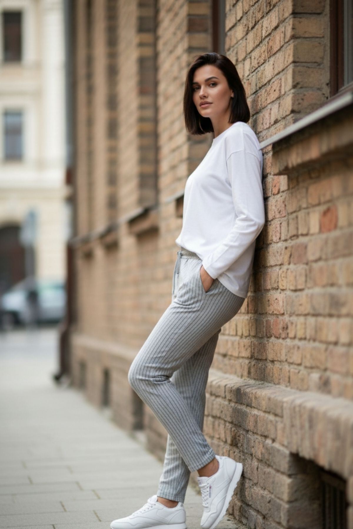 Unisex Slim Fit Çizgili Jogger - Çizgili Jogger