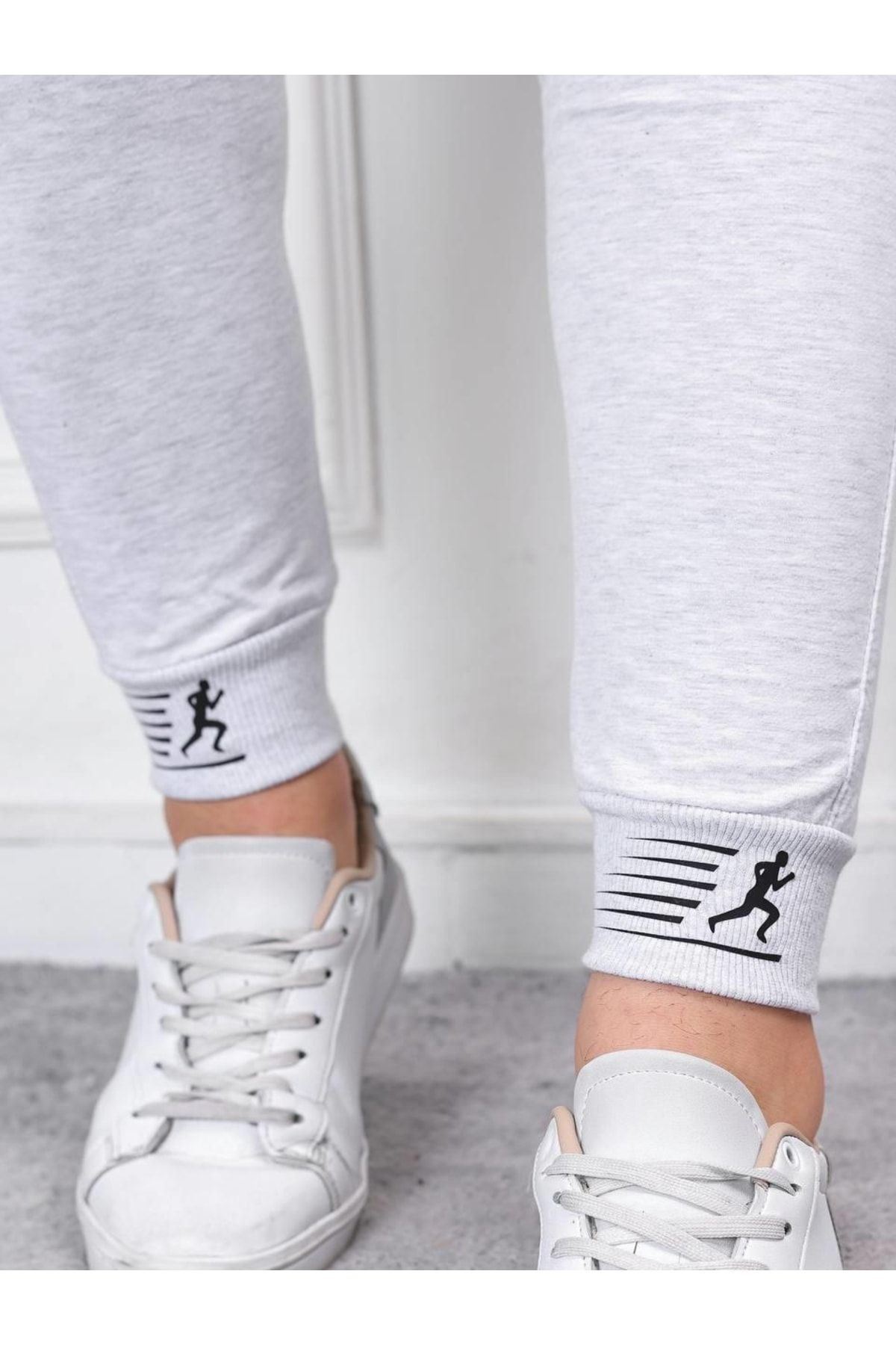 Erkek Iki Iplik Compact Kumaş Baskılı Manşetli Eşofman