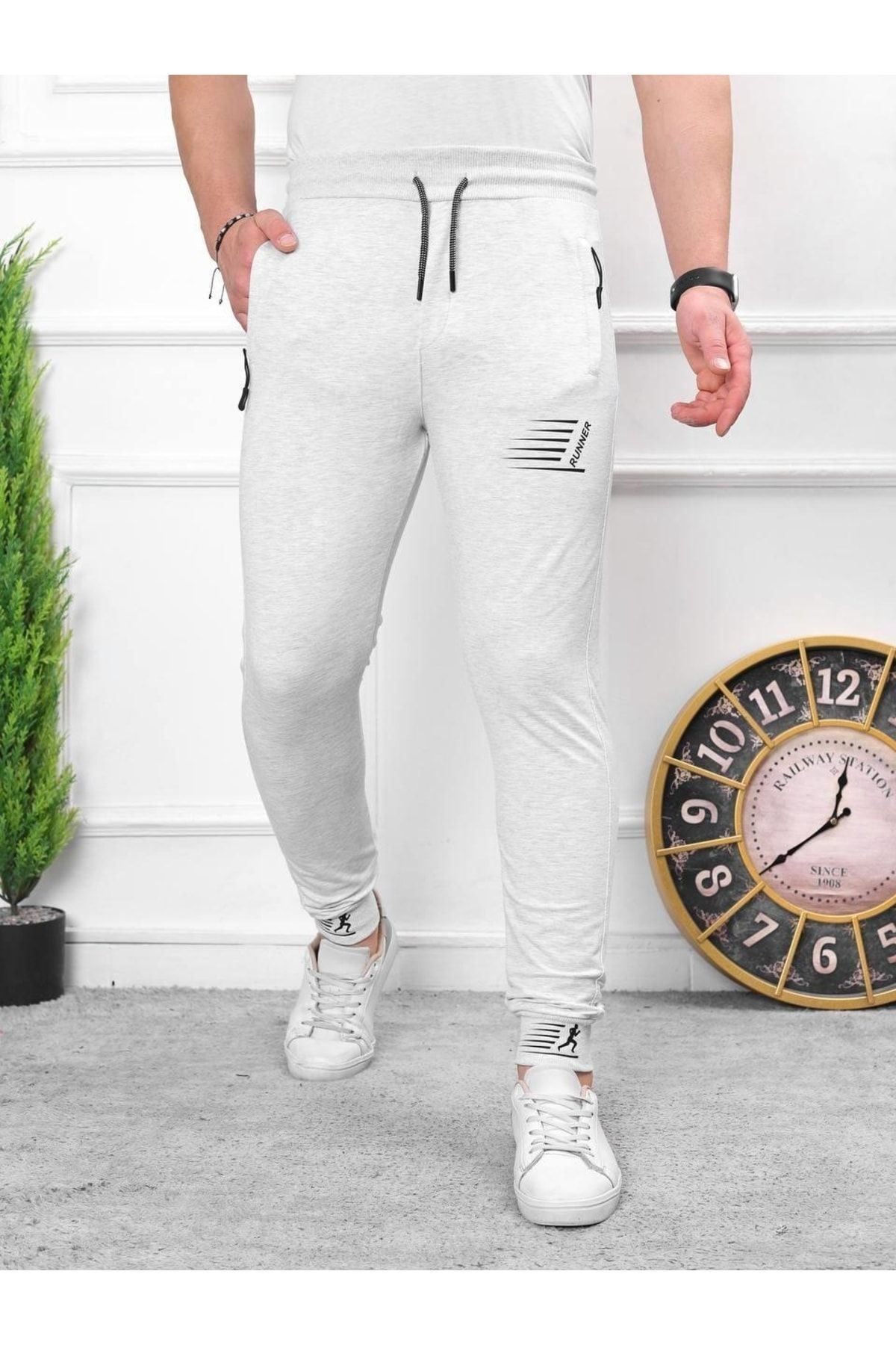 Erkek Iki Iplik Compact Kumaş Baskılı Manşetli Eşofman