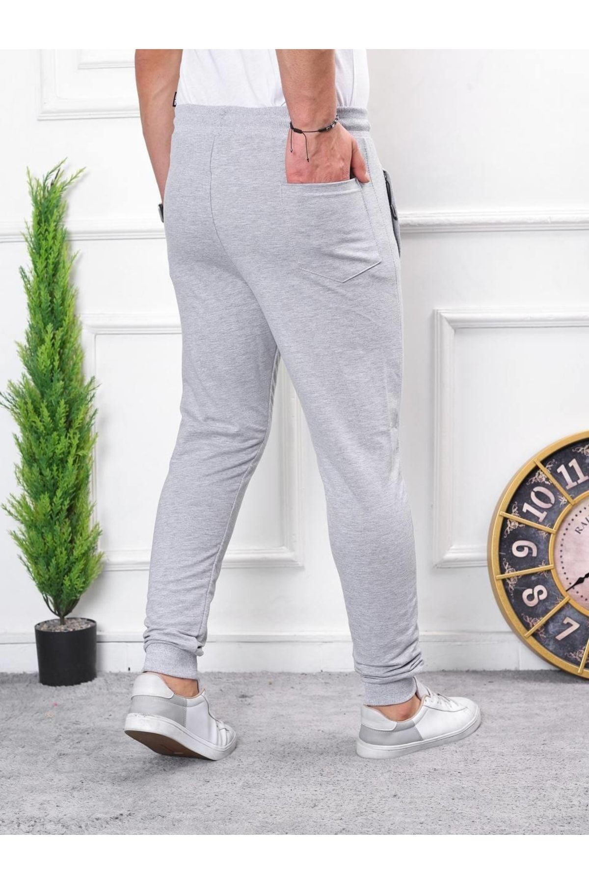 Erkek Iki Iplik Compact Kumaş Baskılı Manşetli Eşofman