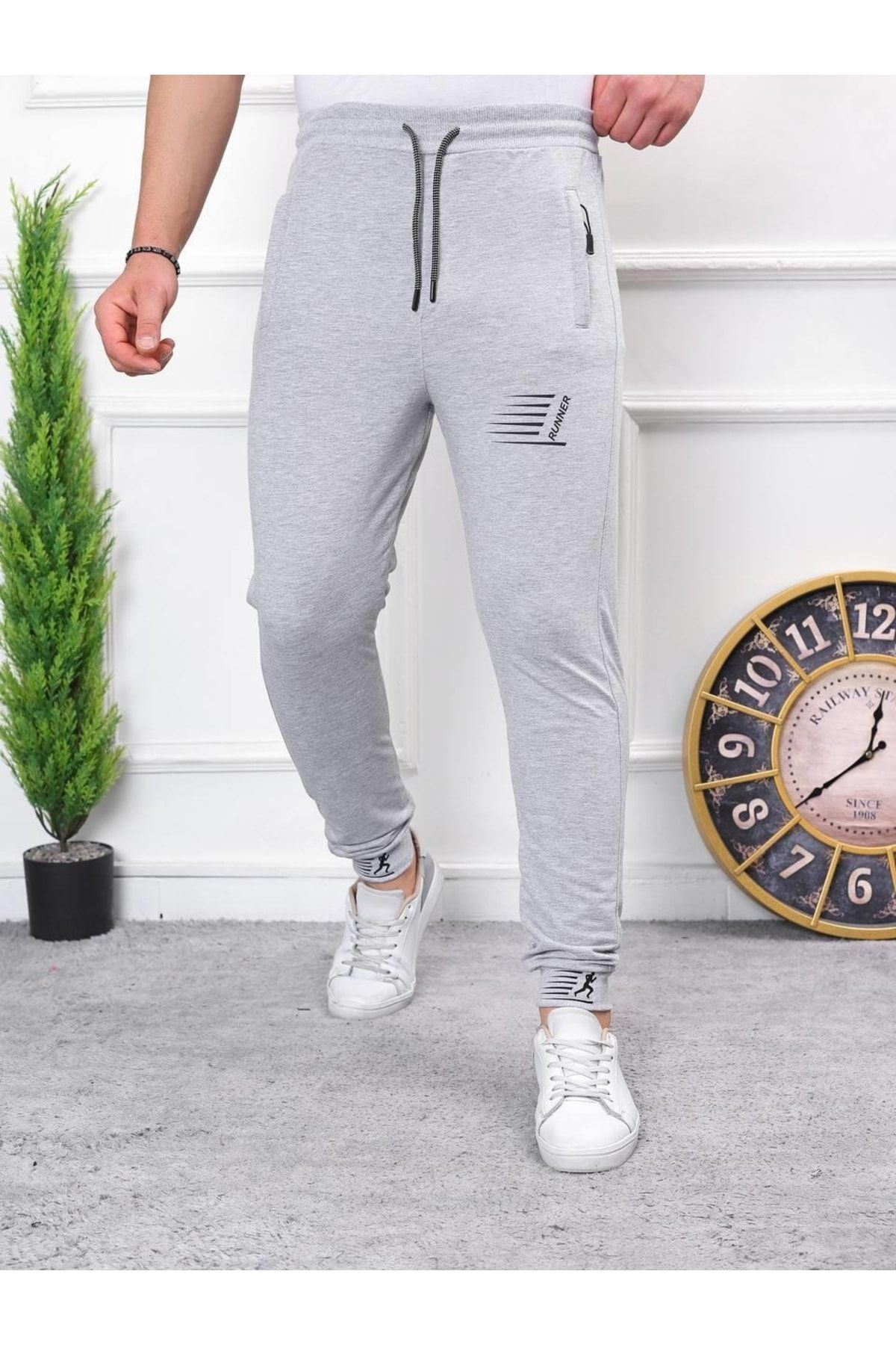 Erkek Iki Iplik Compact Kumaş Baskılı Manşetli Eşofman