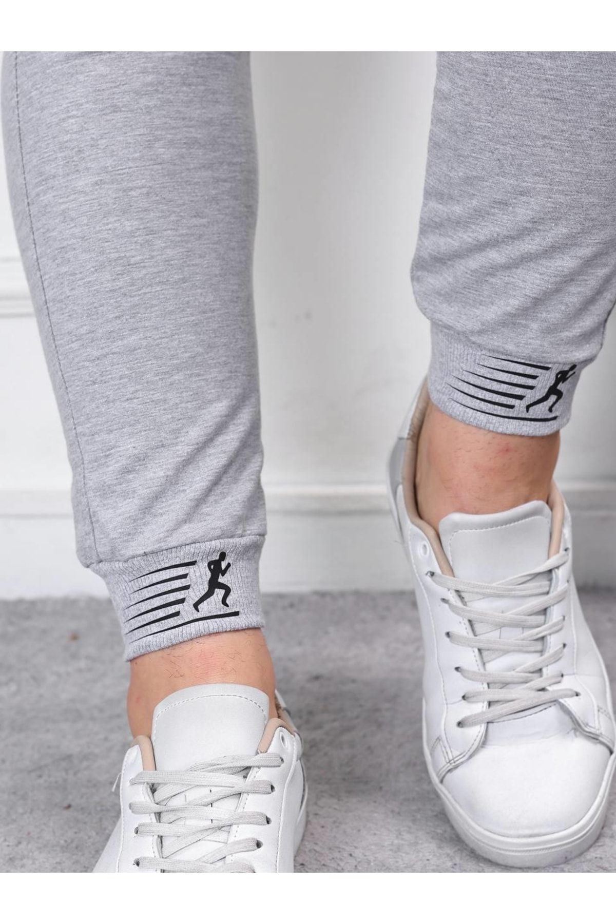 Erkek Iki Iplik Compact Kumaş Baskılı Manşetli Eşofman