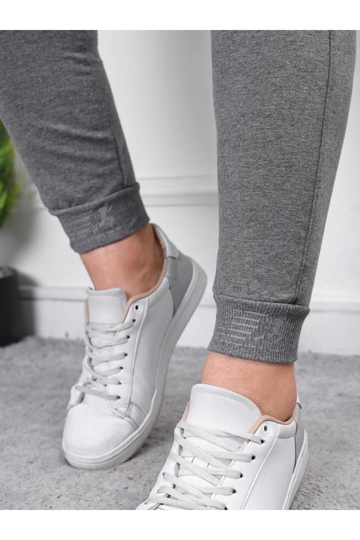 Erkek Iki Iplik Compact Kumaş Baskılı Manşetli Eşofman