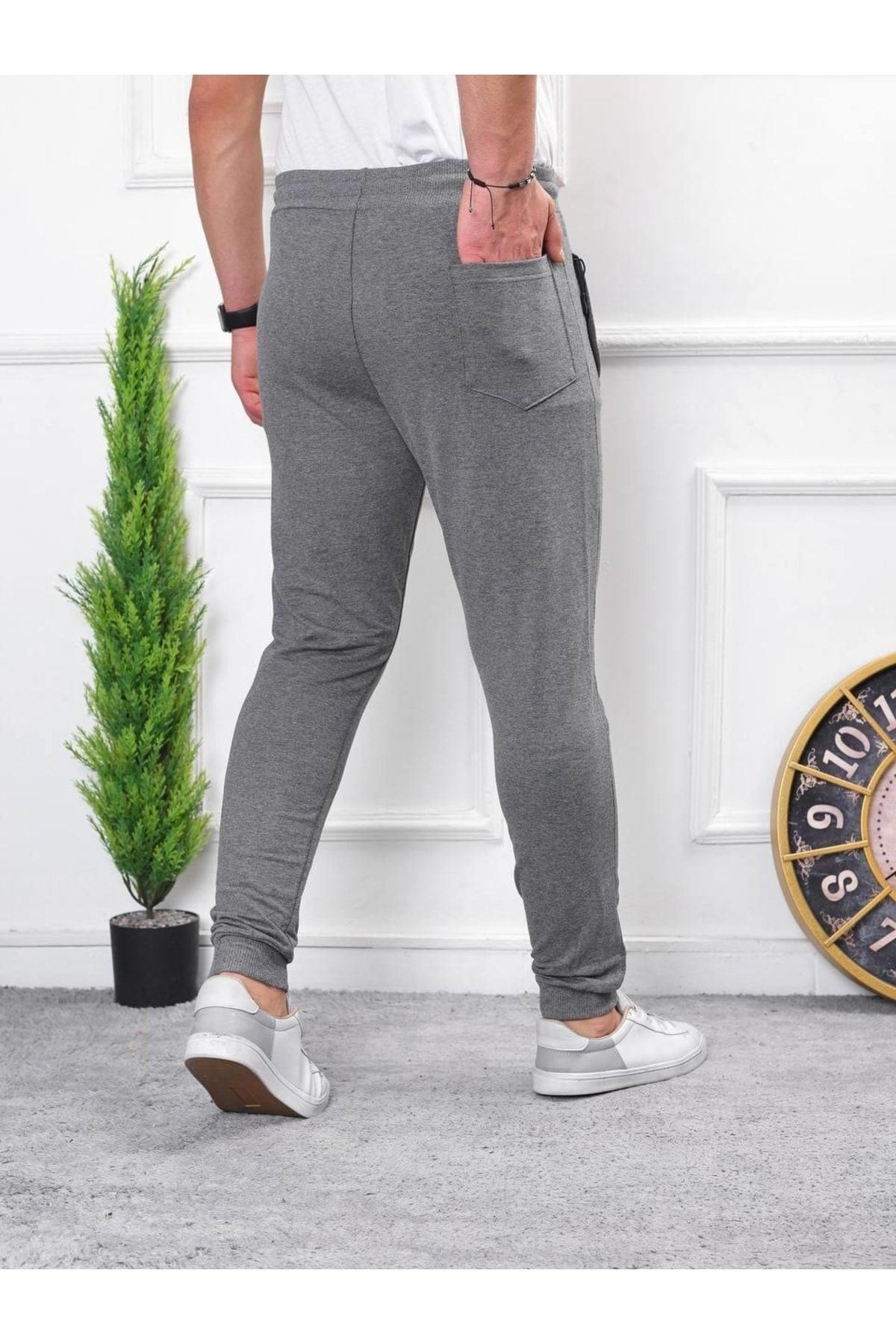 Erkek Iki Iplik Compact Kumaş Baskılı Manşetli Eşofman