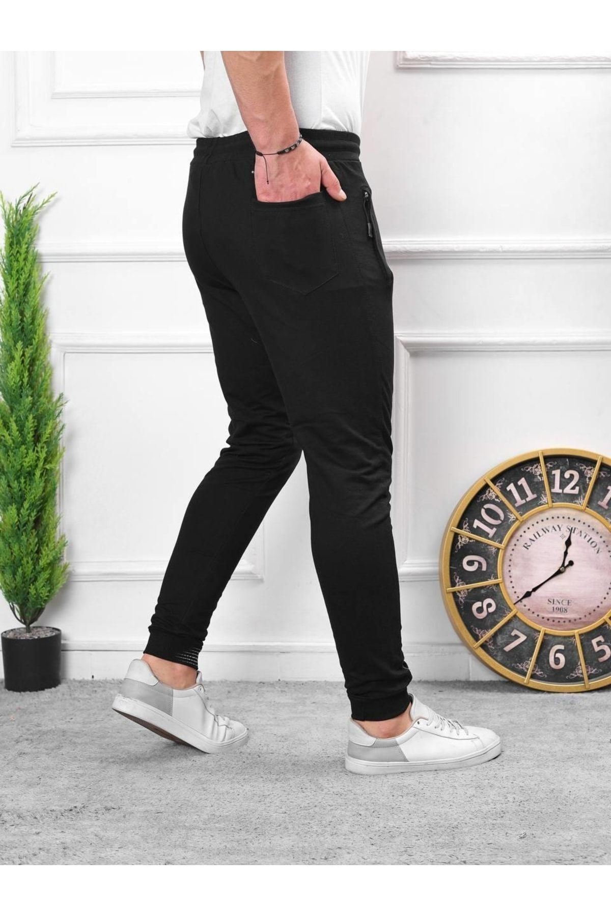 Erkek Iki Iplik Compact Kumaş Baskılı Manşetli Eşofman