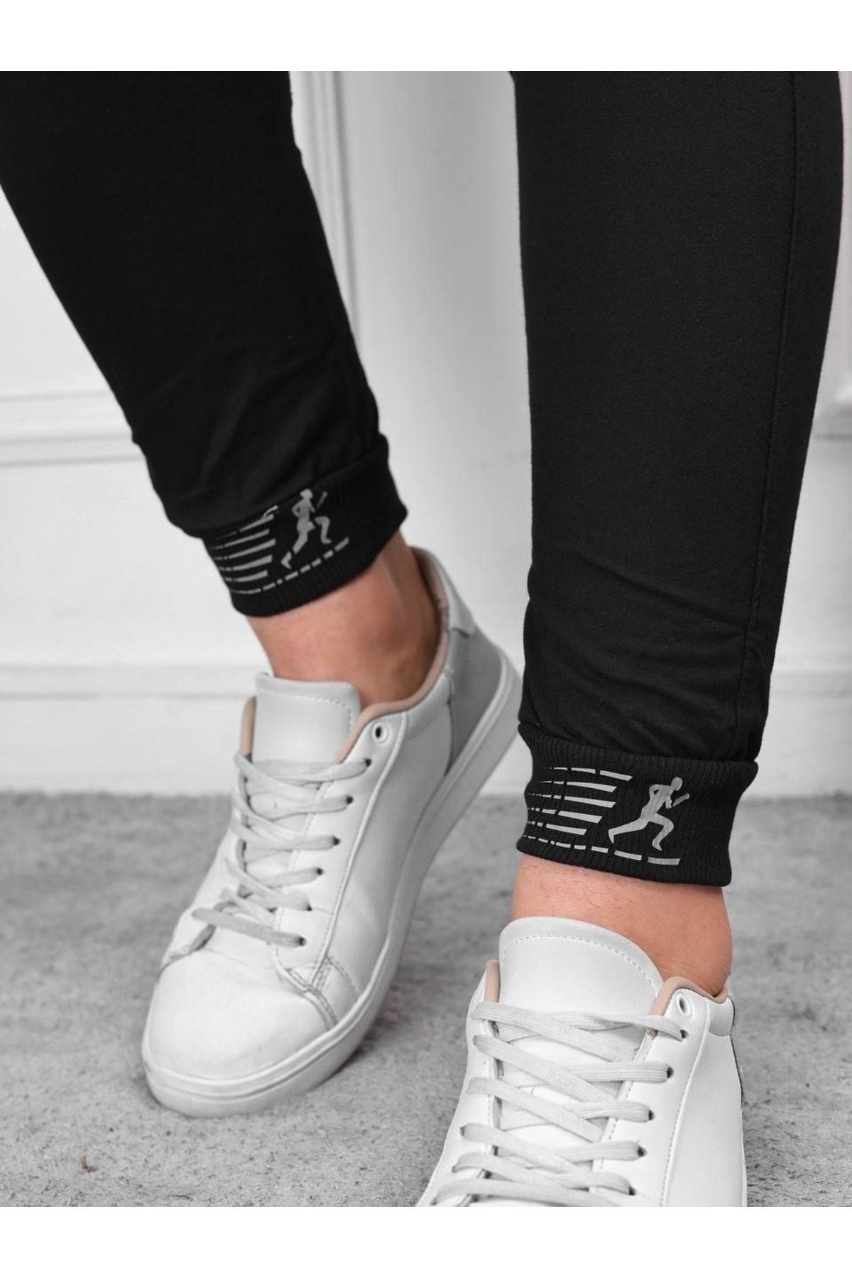 Erkek Iki Iplik Compact Kumaş Baskılı Manşetli Eşofman