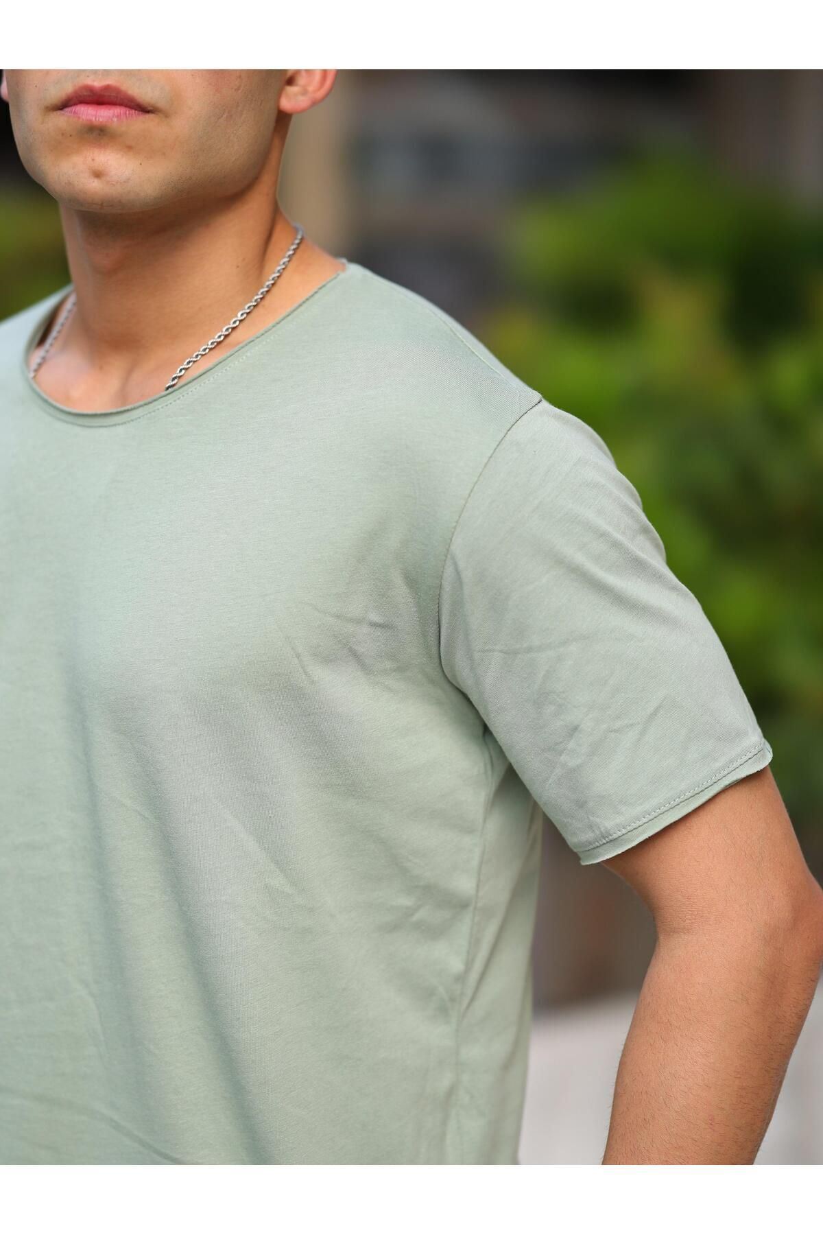 Erkek Oval Kesim Slim Fit Pis Yaka Salaş T- Shirt