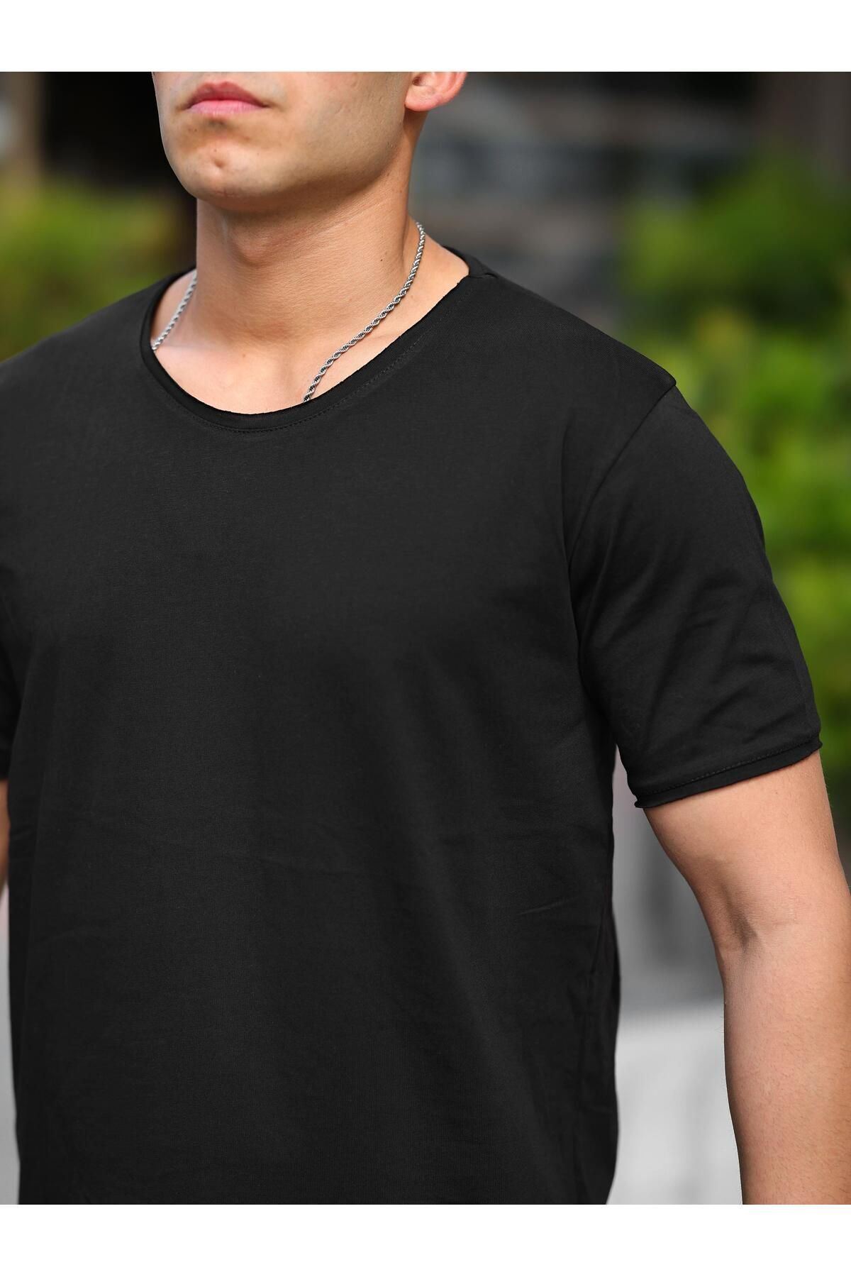 Erkek Oval Kesim Slim Fit Pis Yaka Salaş T- Shirt