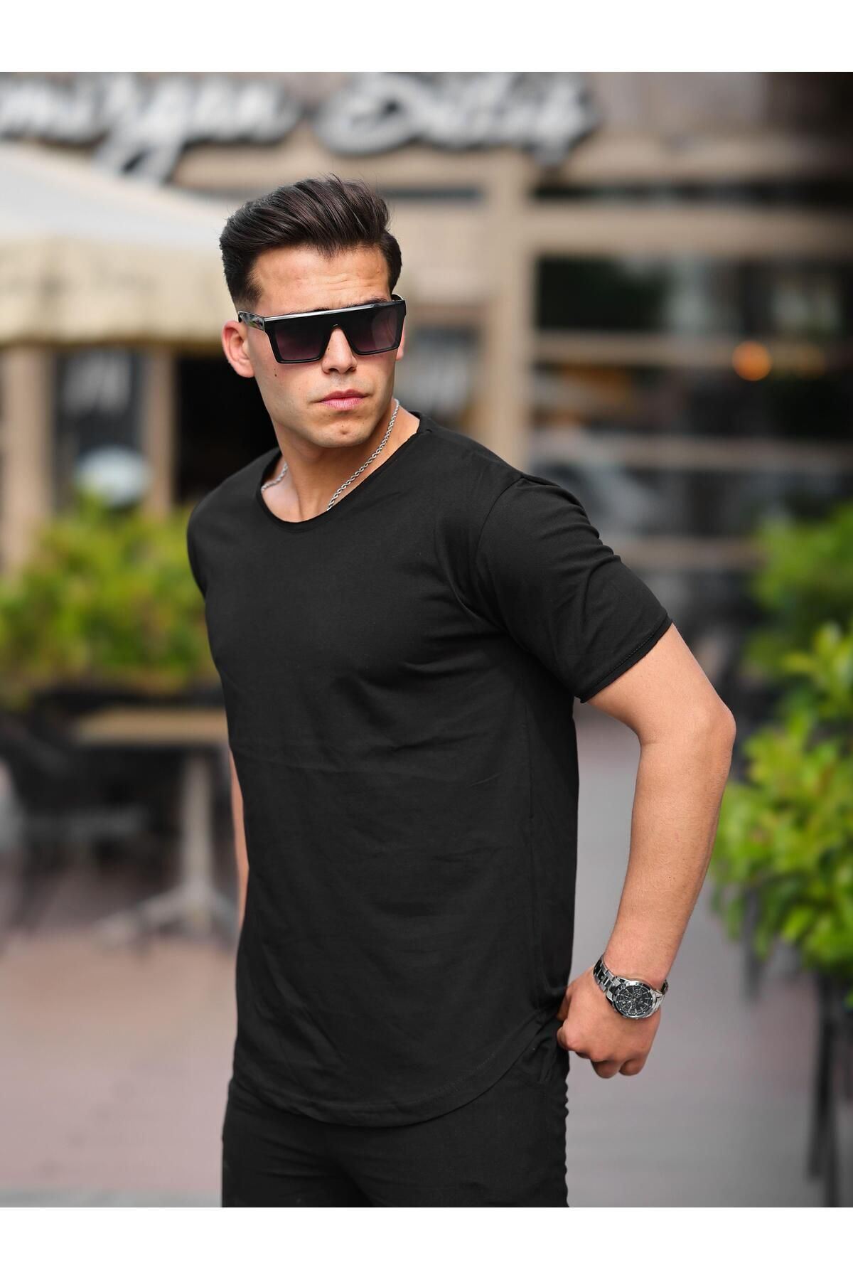 Erkek Oval Kesim Slim Fit Pis Yaka Salaş T- Shirt