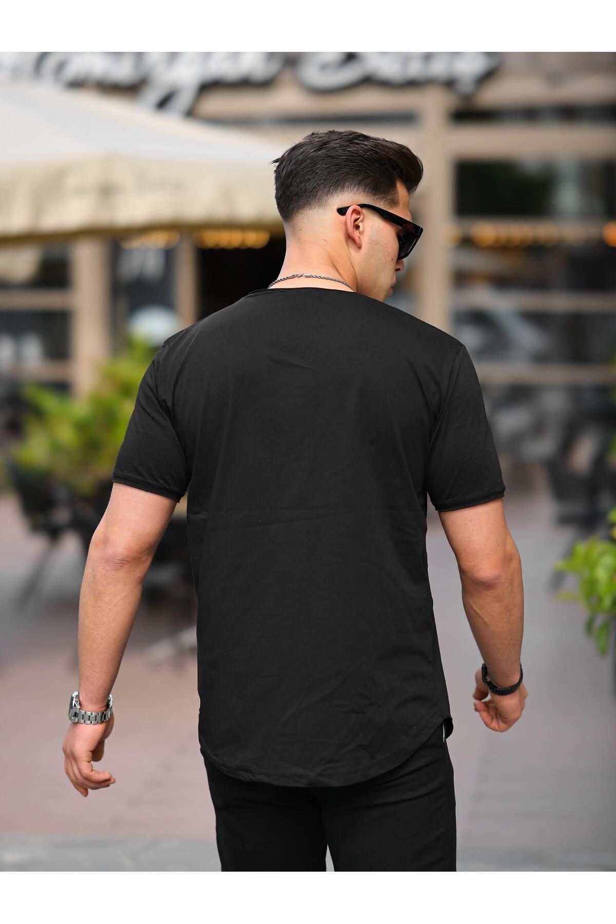 Erkek Oval Kesim Slim Fit Pis Yaka Salaş T- Shirt