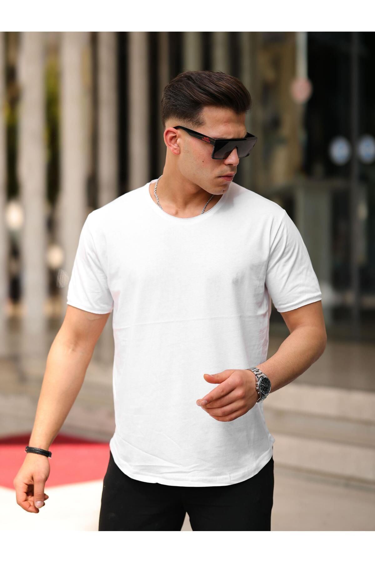 Erkek Oval Kesim Slim Fit Pis Yaka Salaş T- Shirt