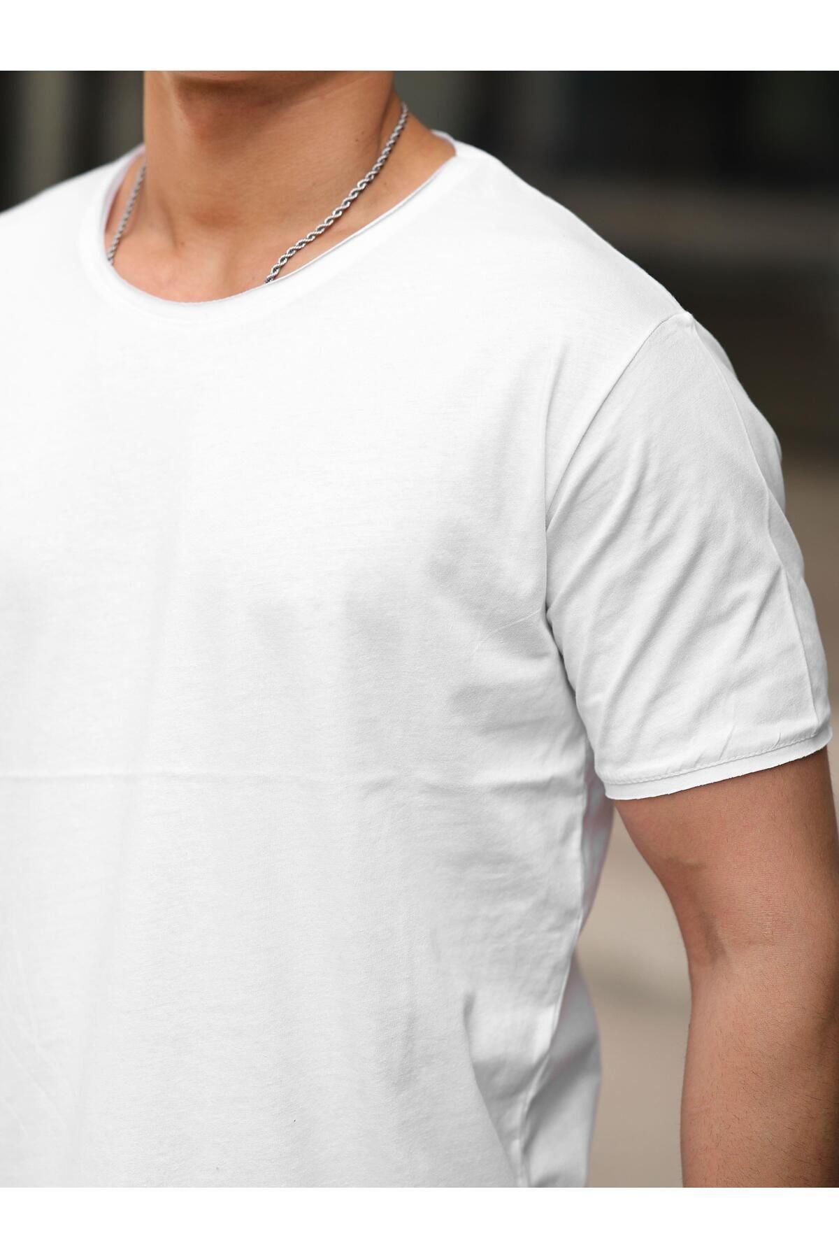 Erkek Oval Kesim Slim Fit Pis Yaka Salaş T- Shirt