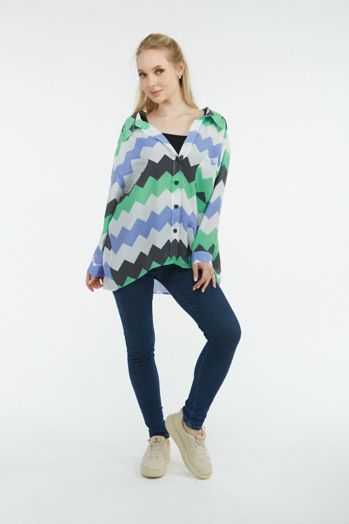 Kadın Owersize Uzun Basic Gömlek